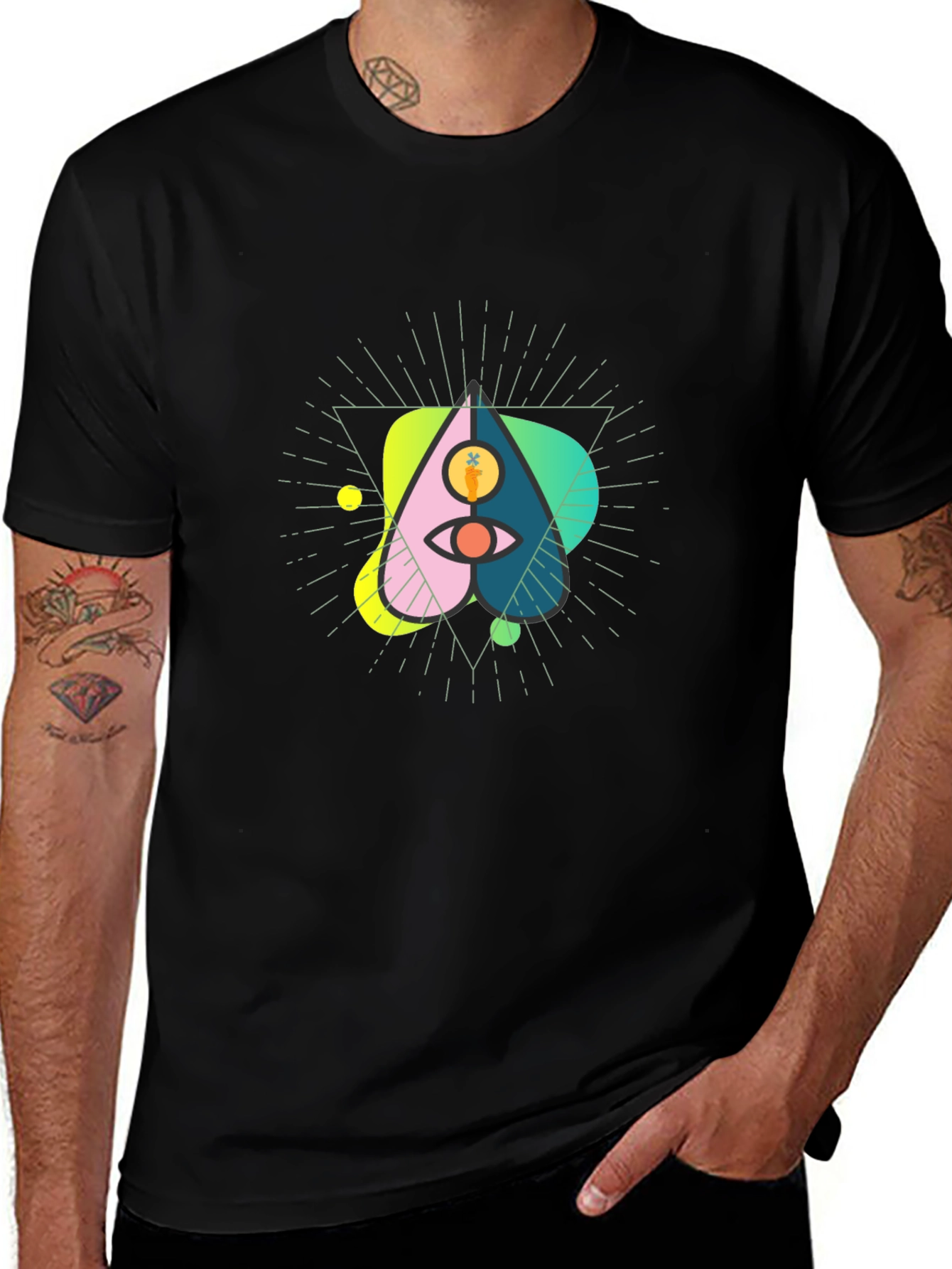 Abstract Graphic Tee - Eye and Carrot Design