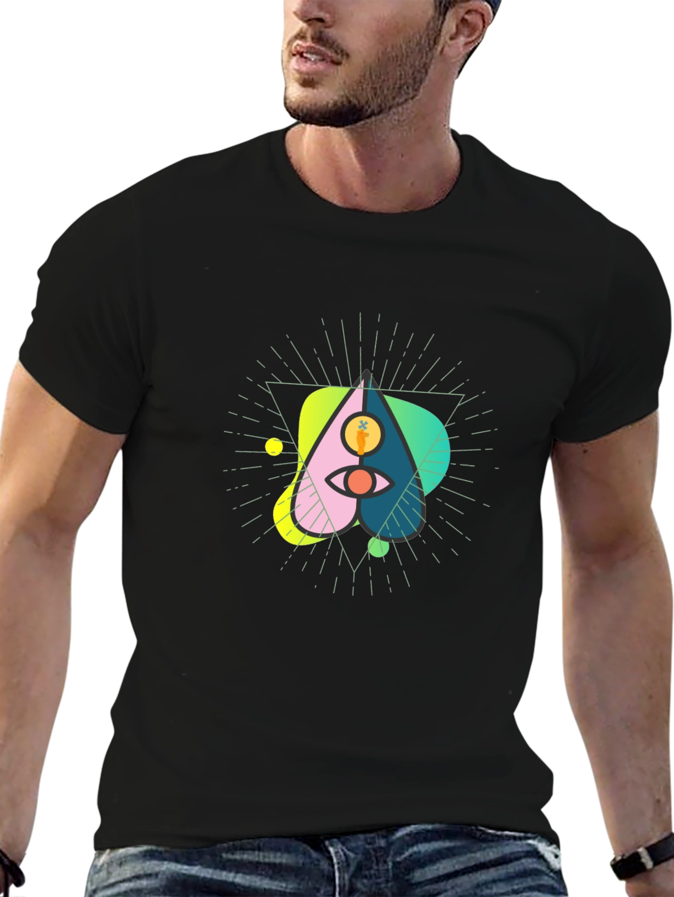 Abstract Graphic Tee - Eye and Carrot Design