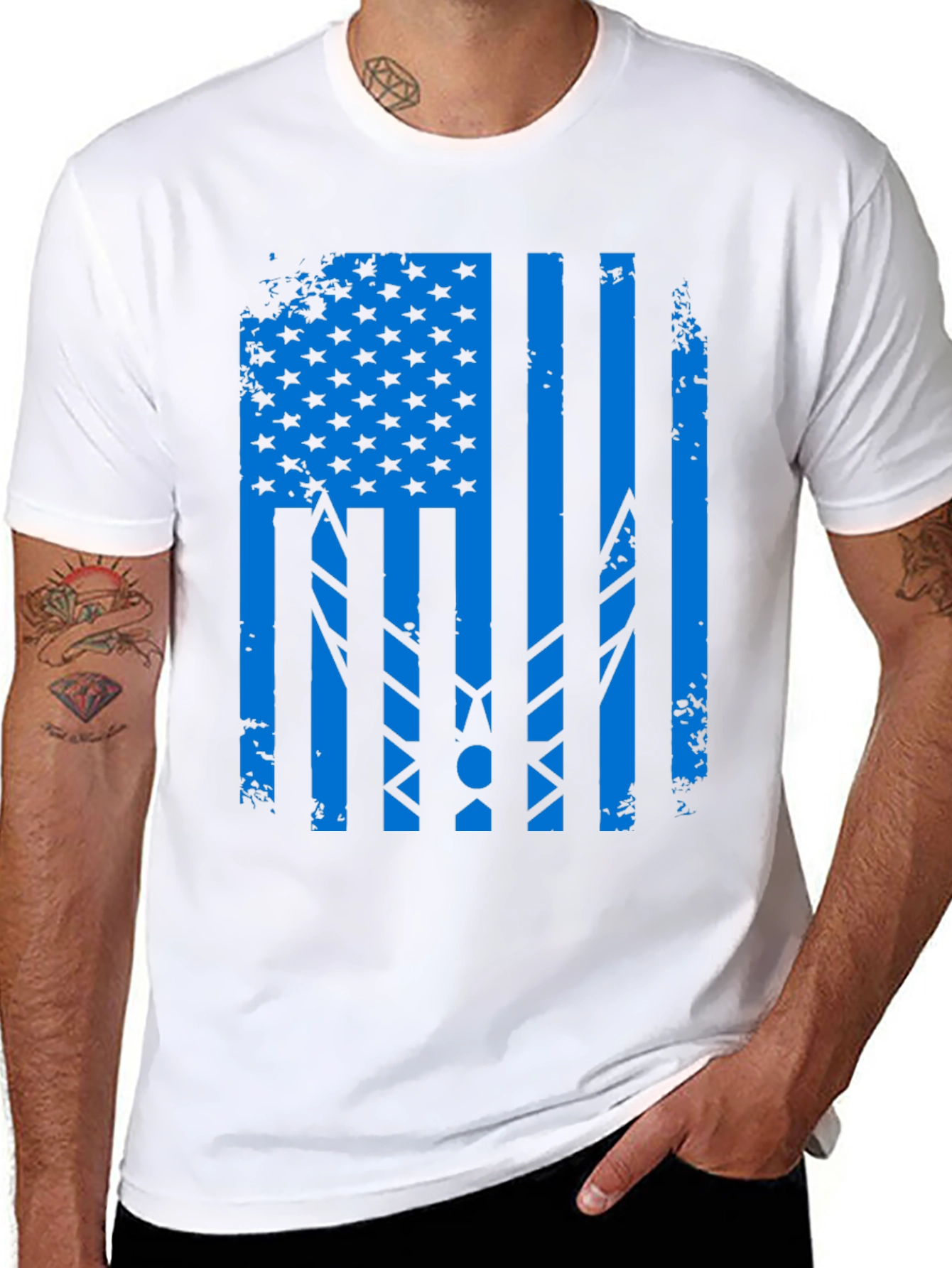 Distressed USA Air Force Flag Graphic T-Shirt
