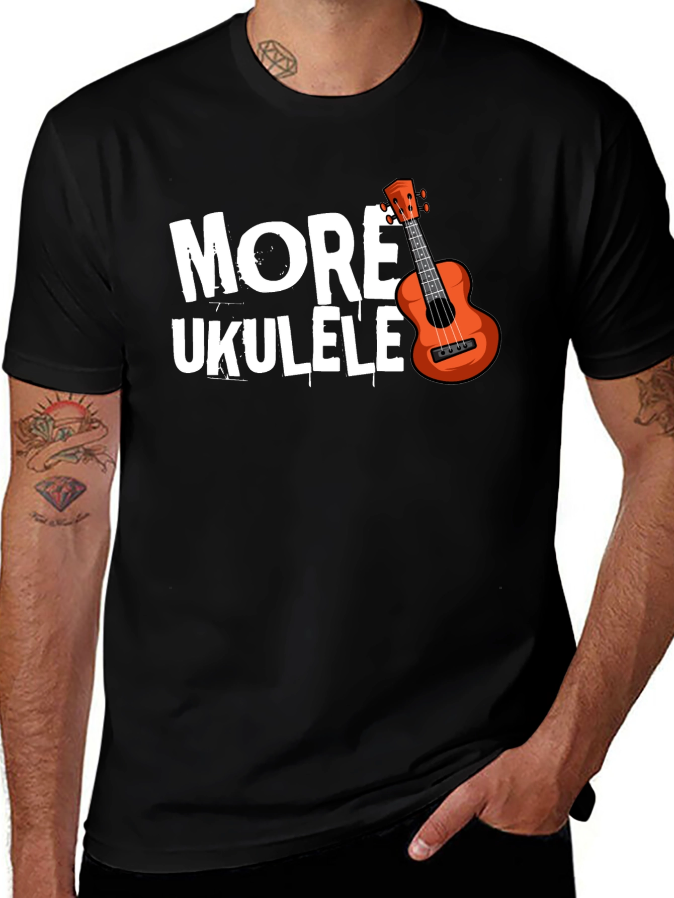 More Ukulele Black T-Shirt - Music Lovers Tee