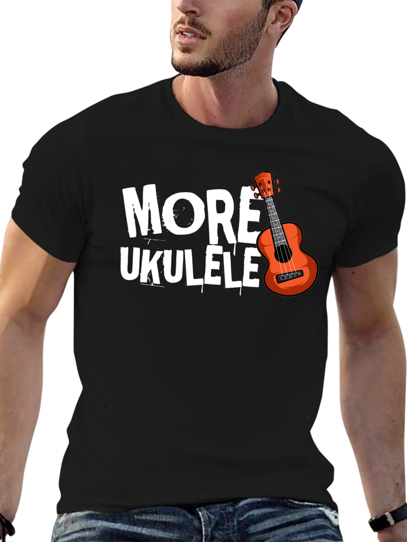 More Ukulele Black T-Shirt - Music Lovers Tee