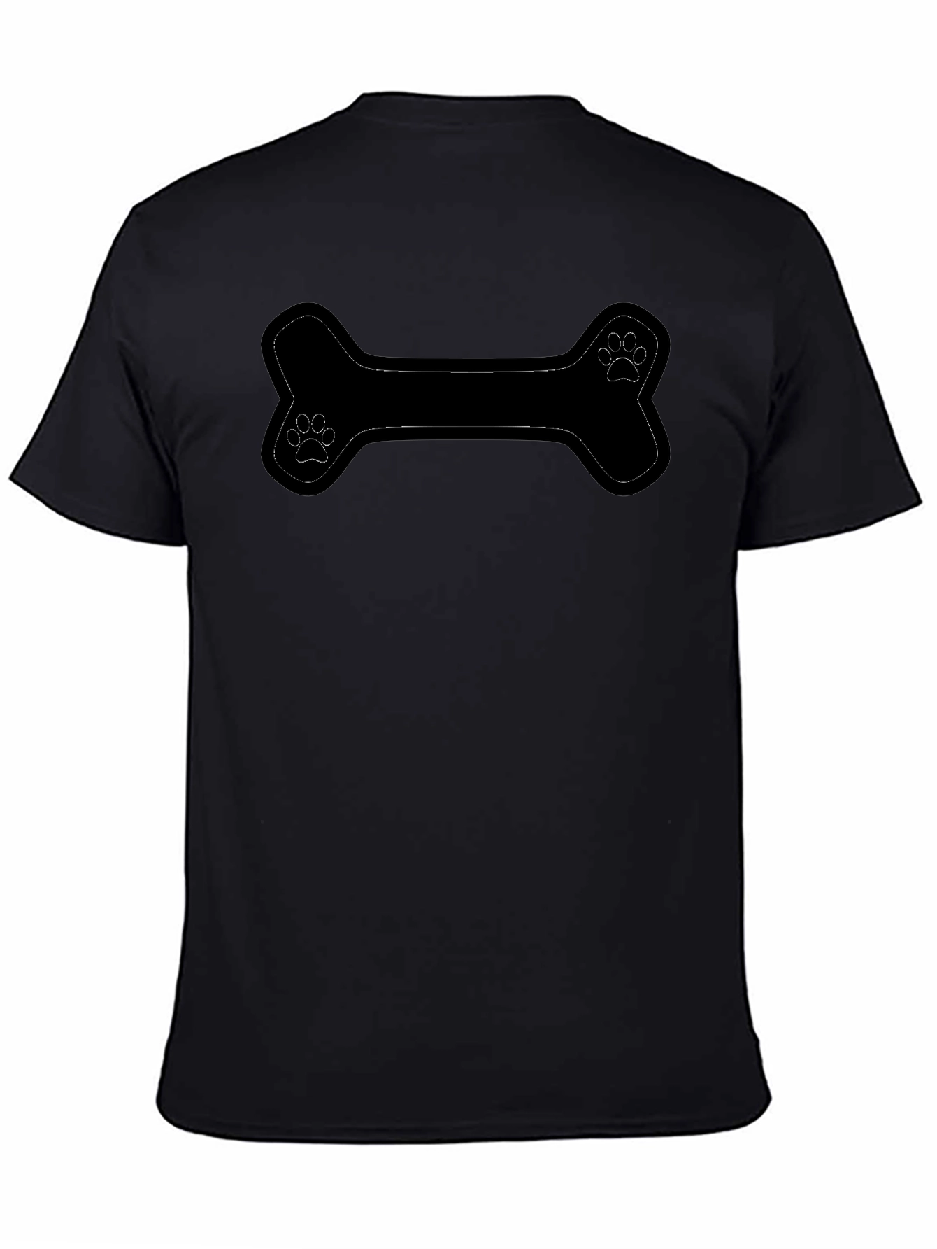 Dog Bone Paw Print Graphic Tee - Black