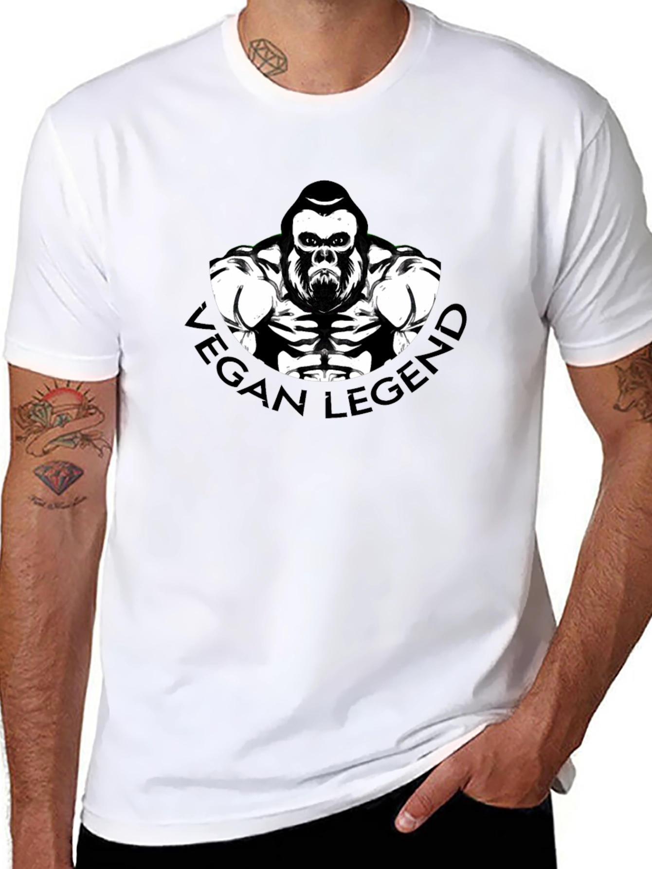 Vegan Legend Gorilla Graphic Tee - Black T-Shirt