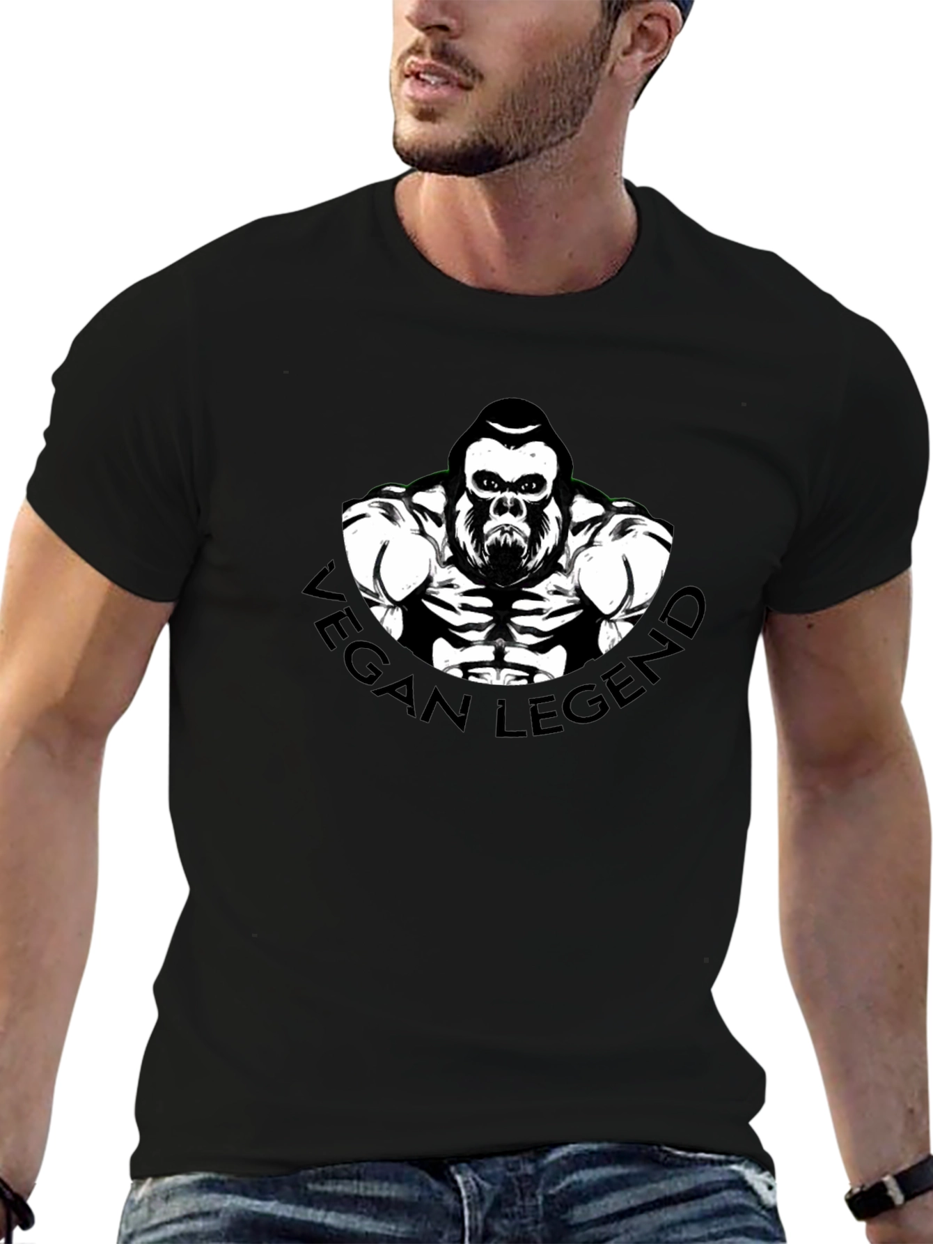 Vegan Legend Gorilla Graphic Tee - Black T-Shirt