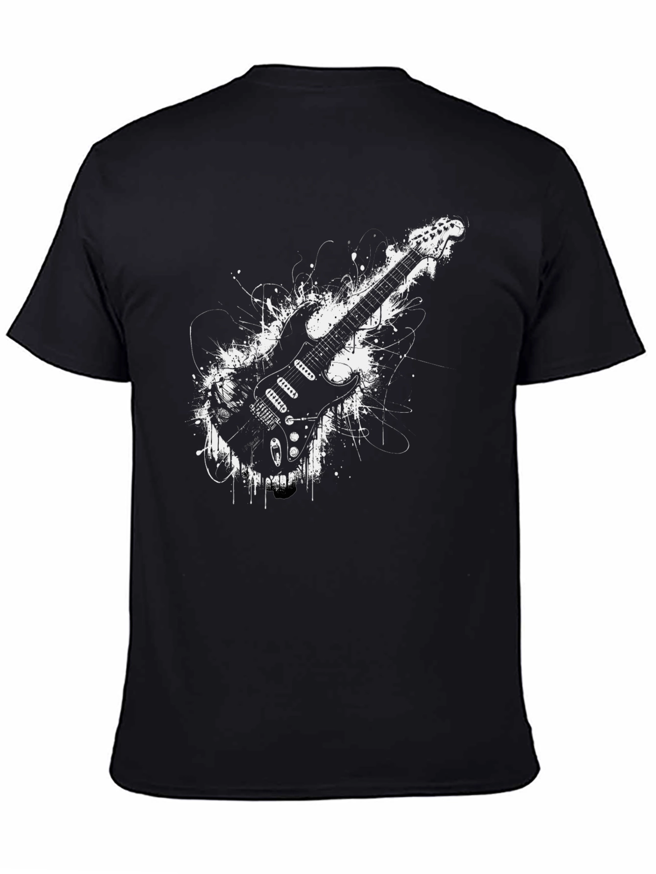 Electric Guitar Graphic Tee - Rocker Style Black T-Shirt
