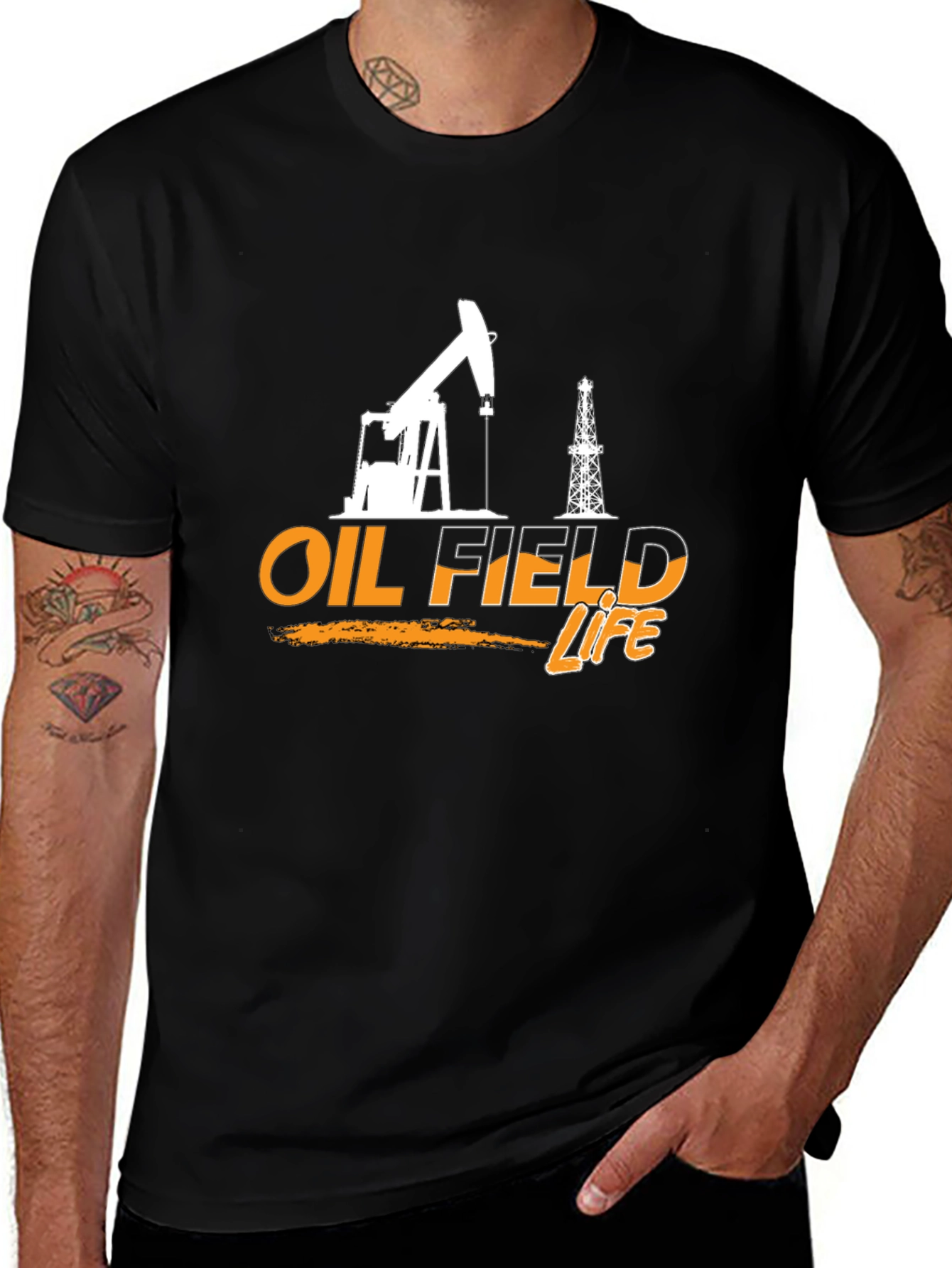 Oil Field Life Graphic T-Shirt - Black