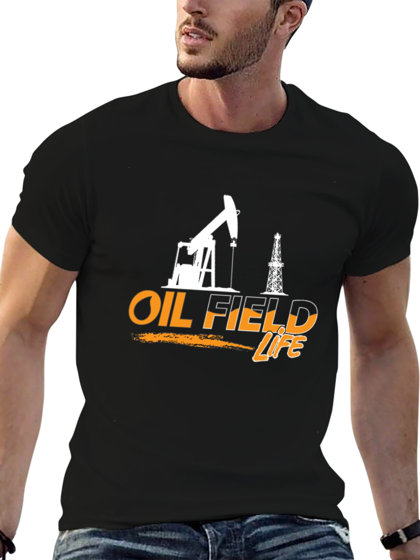 Oil Field Life Graphic T-Shirt - Black