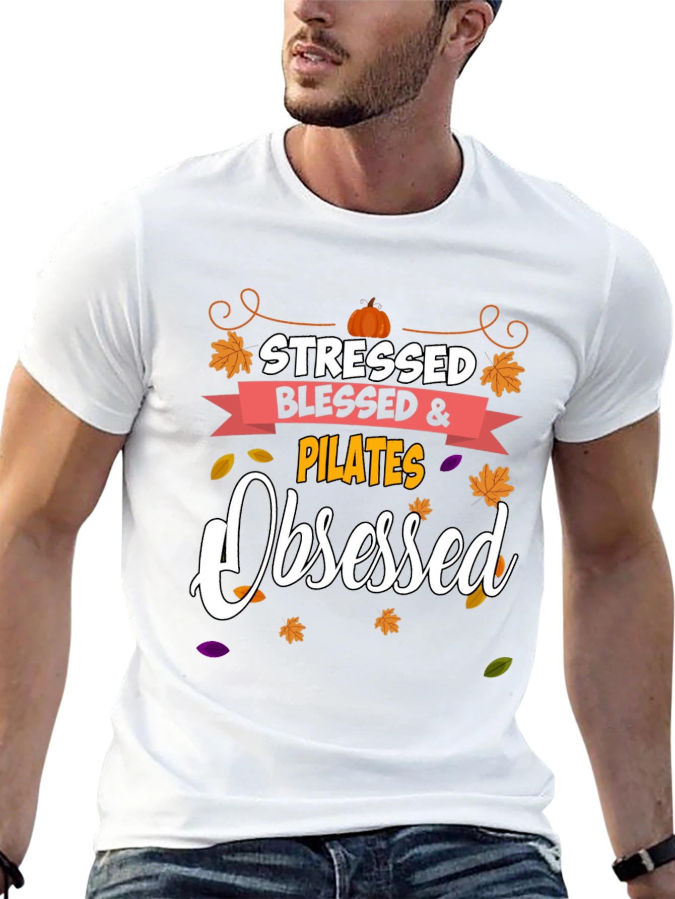 Stressed Blessed Pilates Obsessed Black Tee