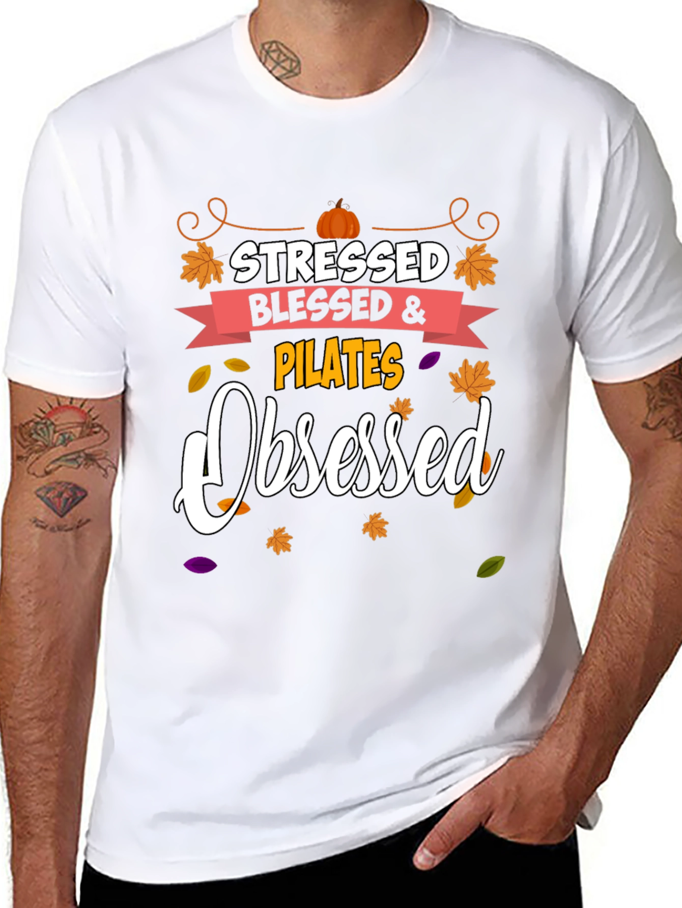 Stressed Blessed Pilates Obsessed Black Tee