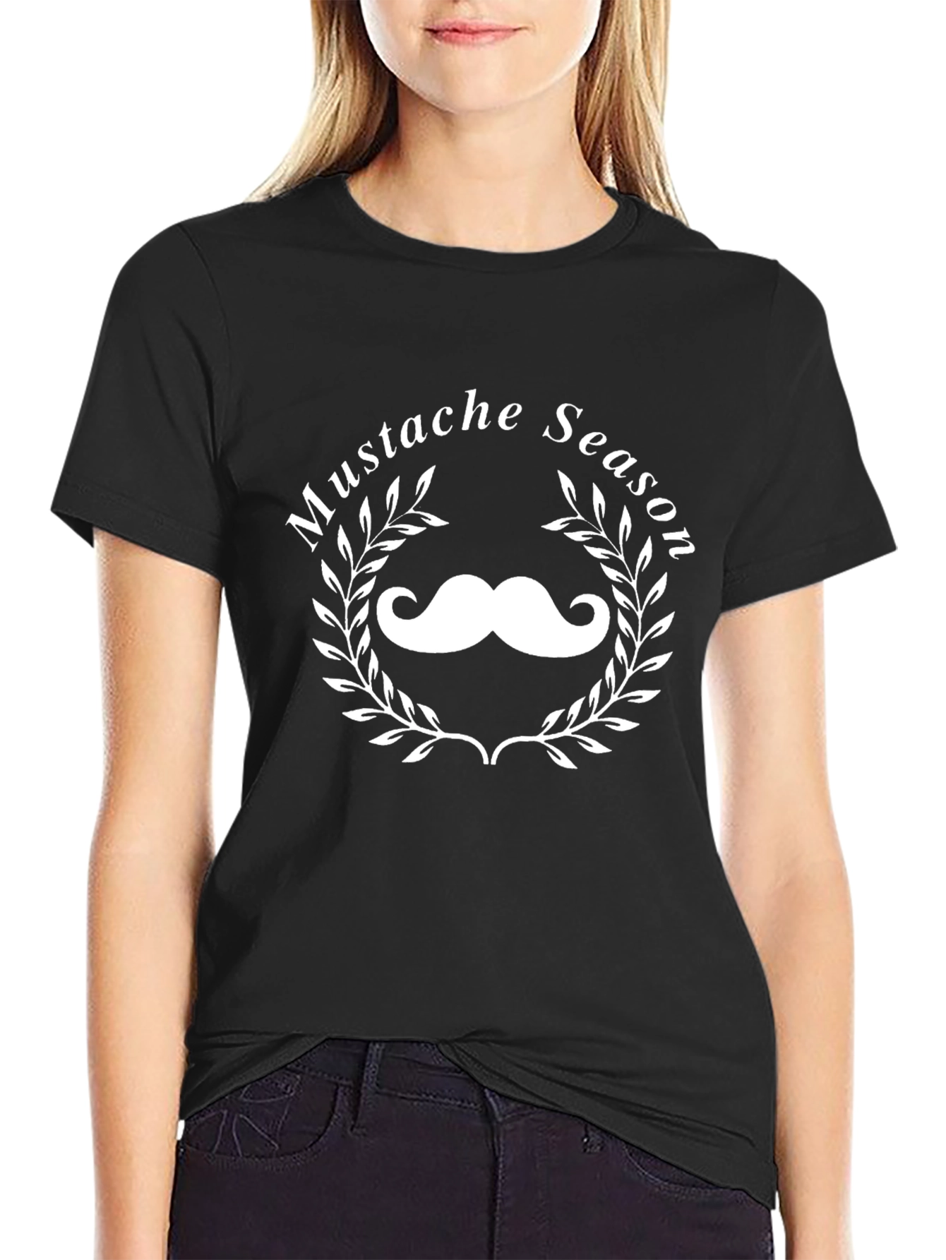 Mustache Season Graphic T-Shirt - Black