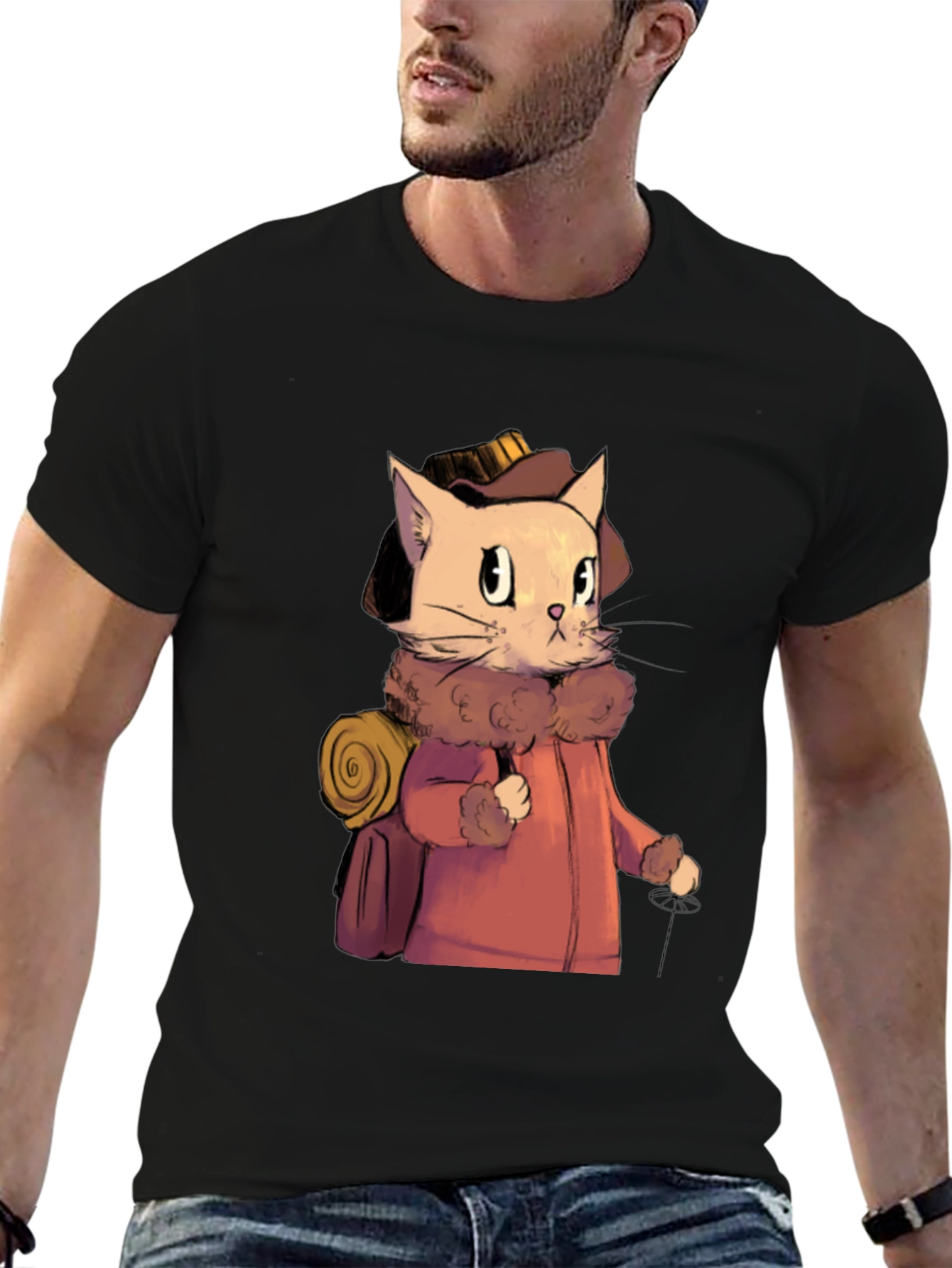 Adventurous Cat Traveler Graphic T-Shirt