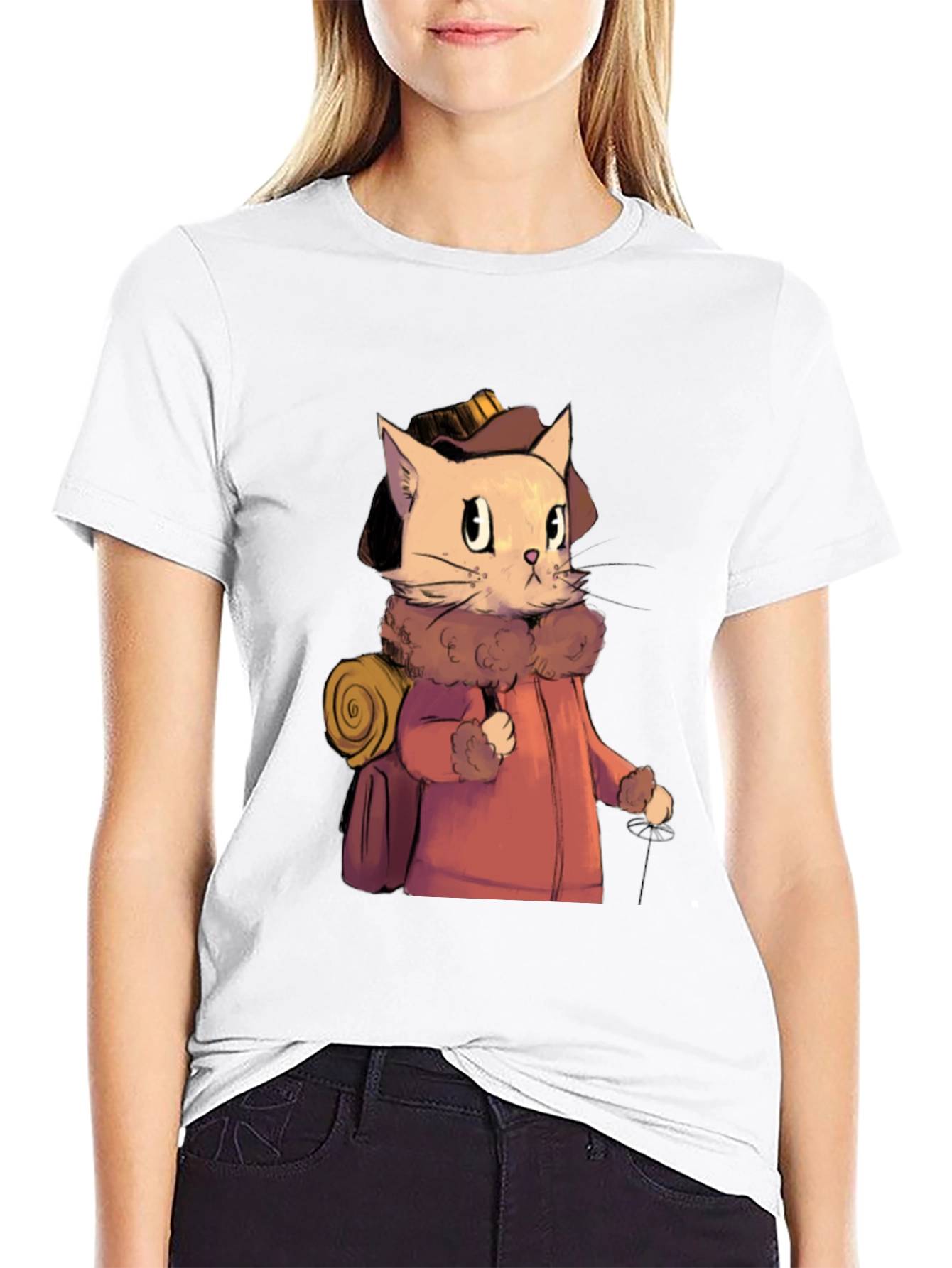 Adventurous Cat Traveler Graphic T-Shirt
