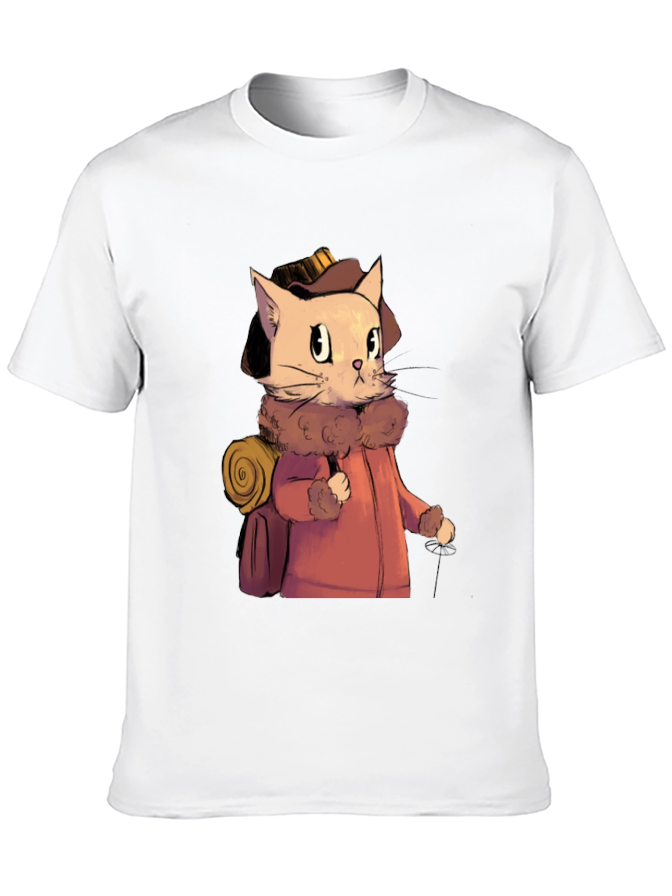 Adventurous Cat Traveler Graphic T-Shirt