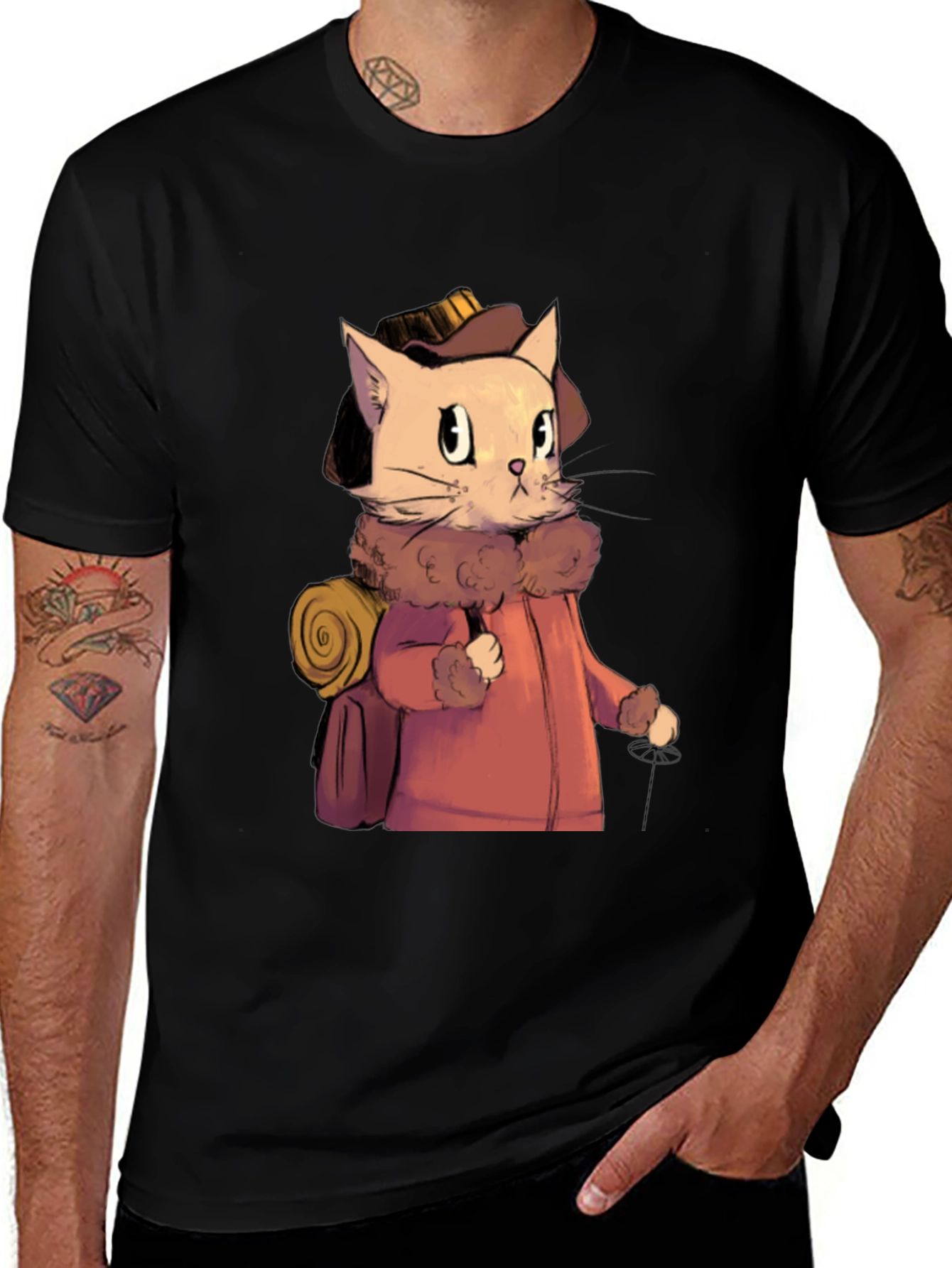 Adventurous Cat Traveler Graphic T-Shirt