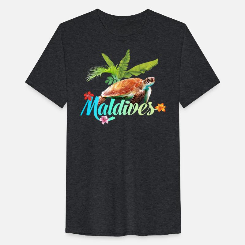 Maldives Seaturtle Flowers Palms Vacation Souvenir