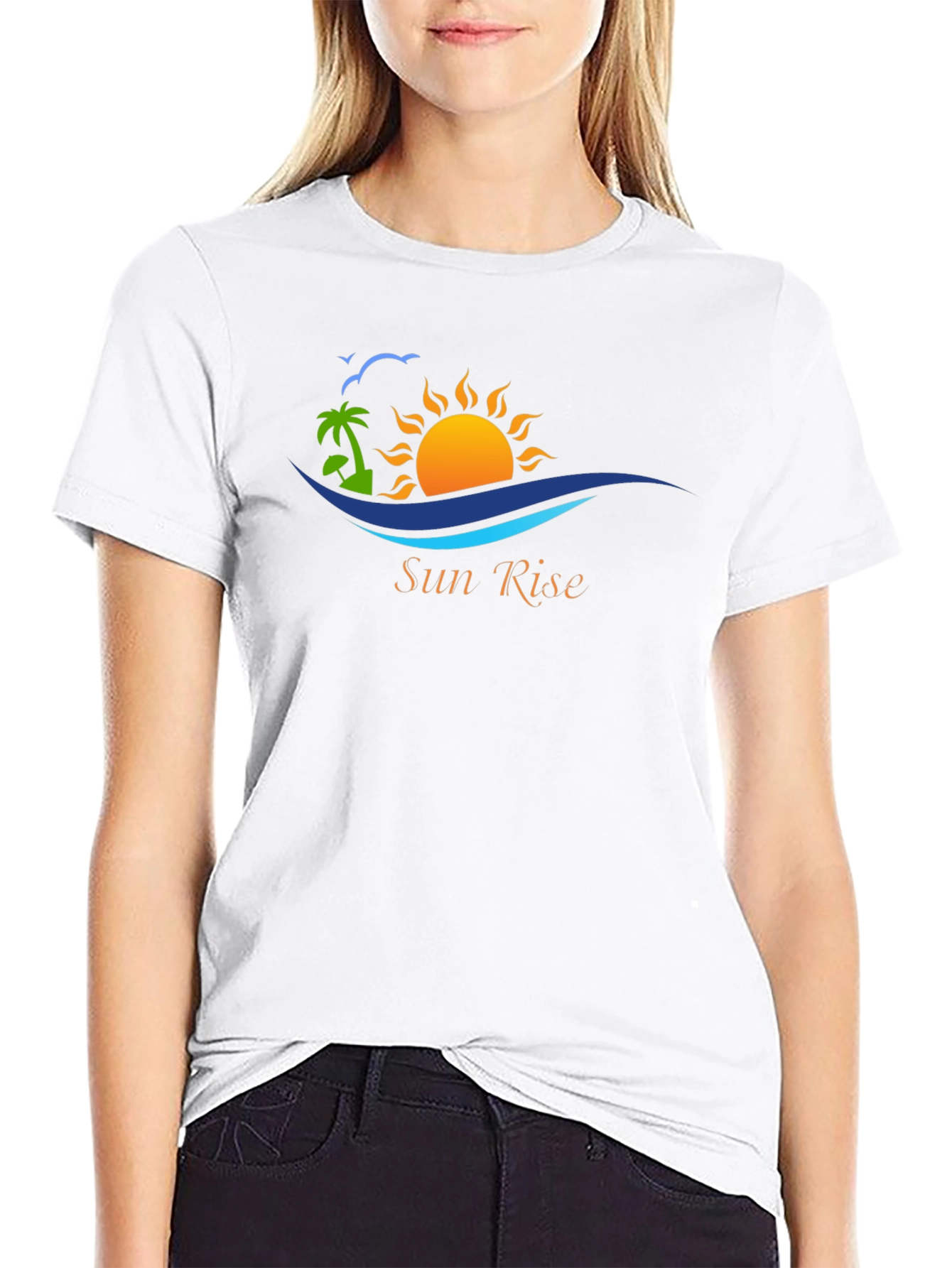 Sunrise Graphic Tee - Black Cotton T-Shirt