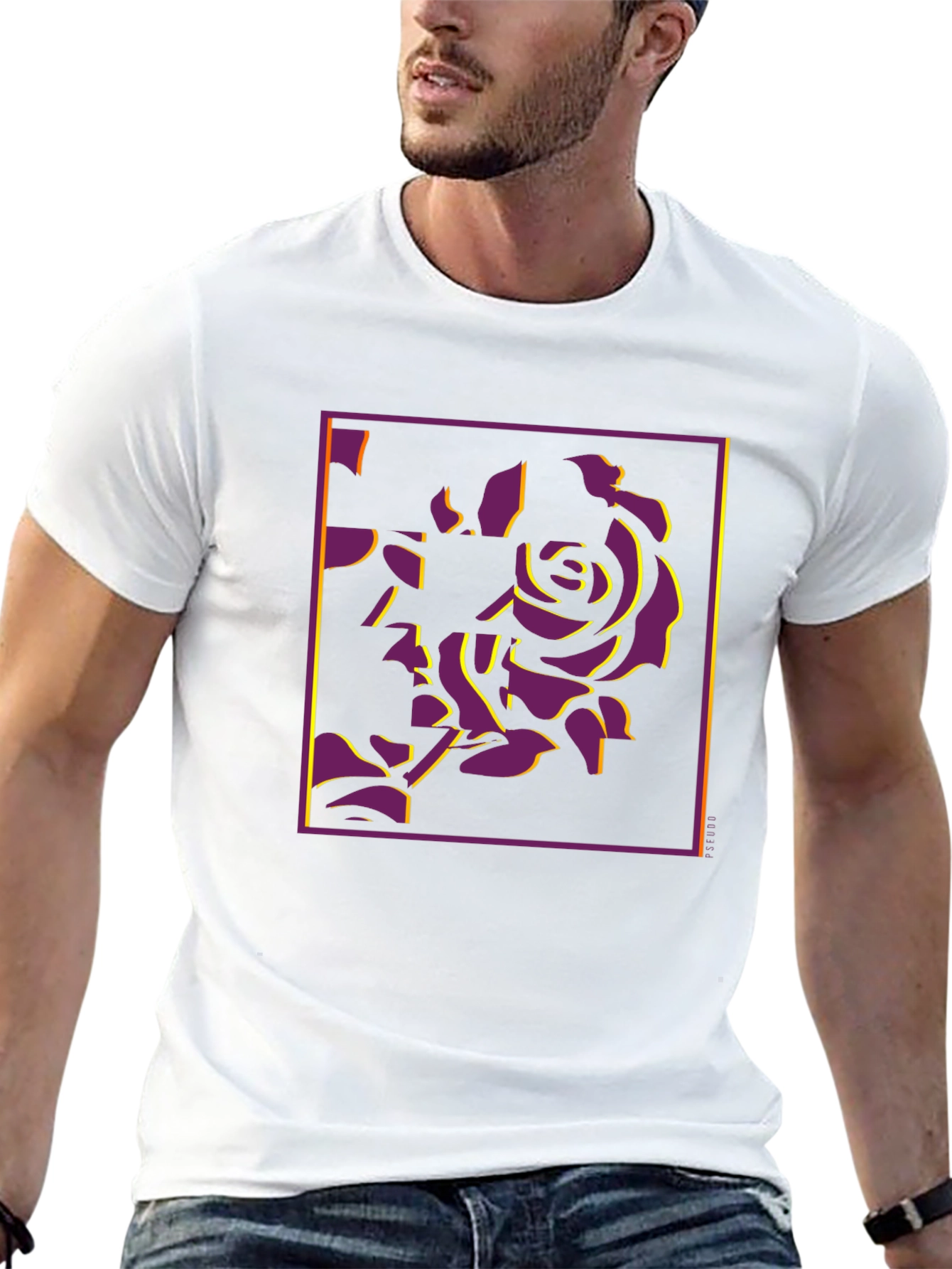 Modern Rose Graphic Tee - Stylish Black T-Shirt