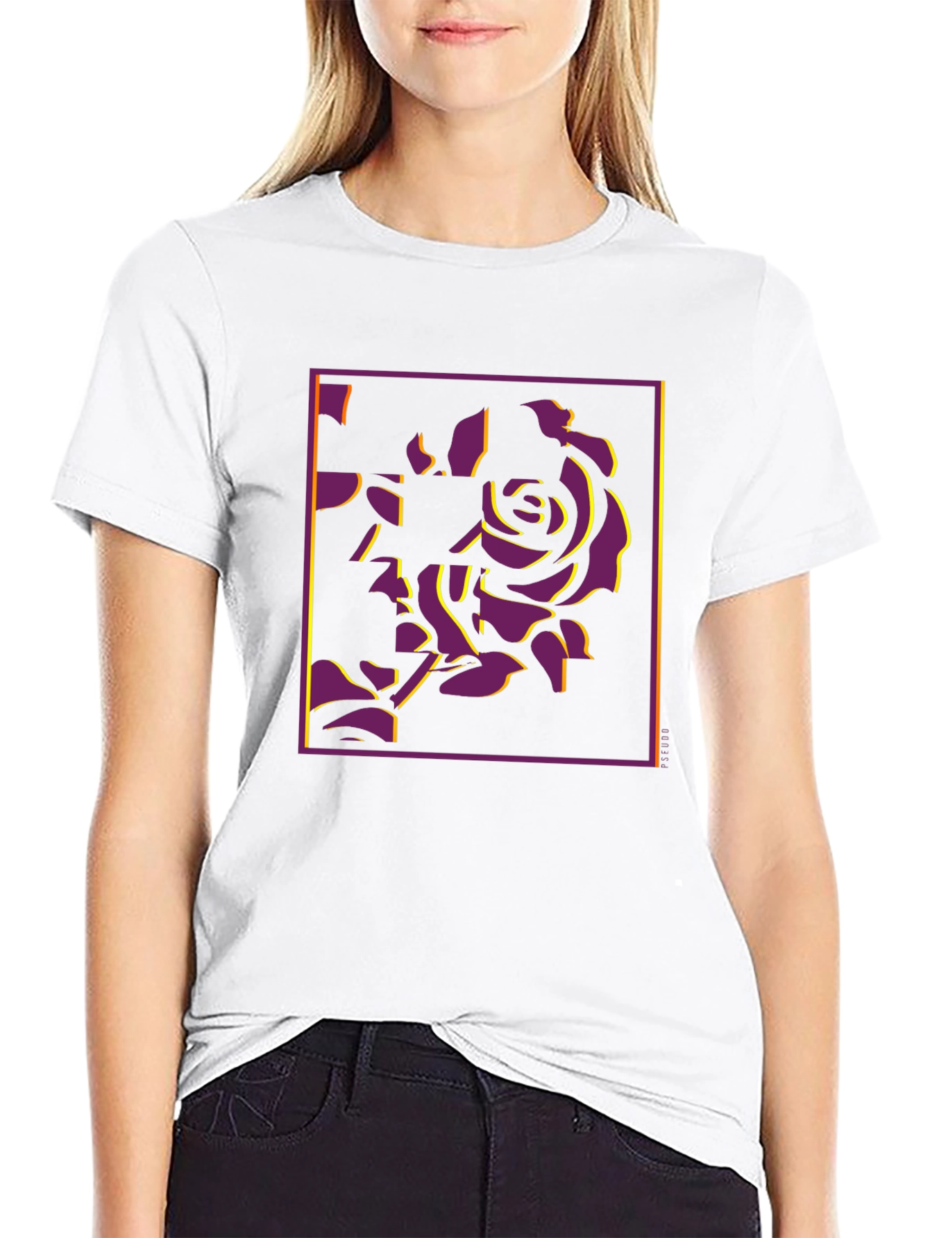 Modern Rose Graphic Tee - Stylish Black T-Shirt