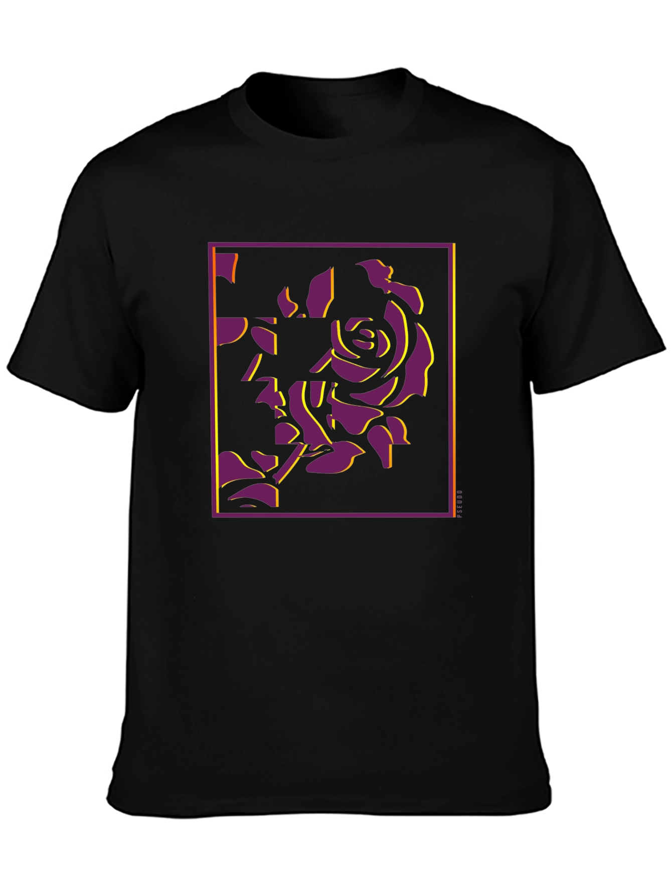 Modern Rose Graphic Tee - Stylish Black T-Shirt