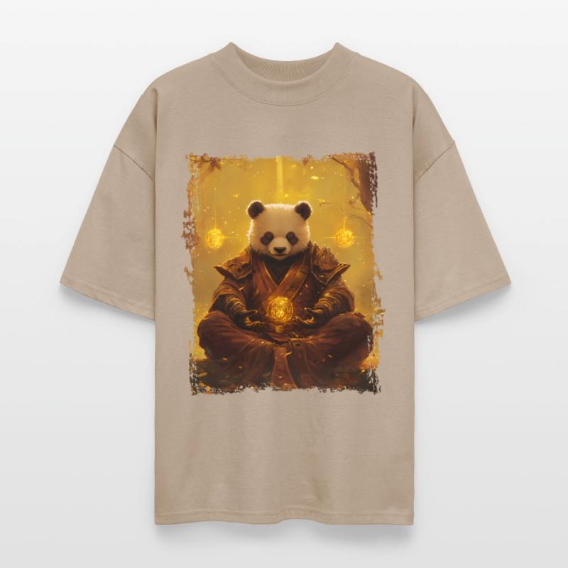 Meditating Panda with Golden Life and Energy