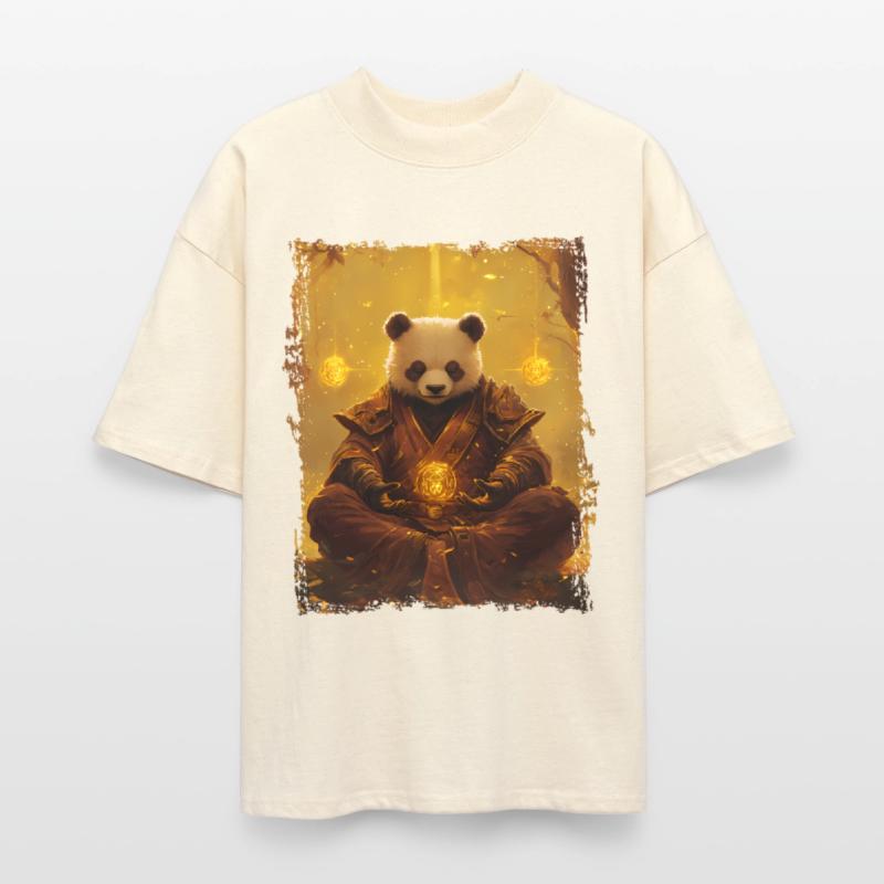 Meditating Panda with Golden Life and Energy