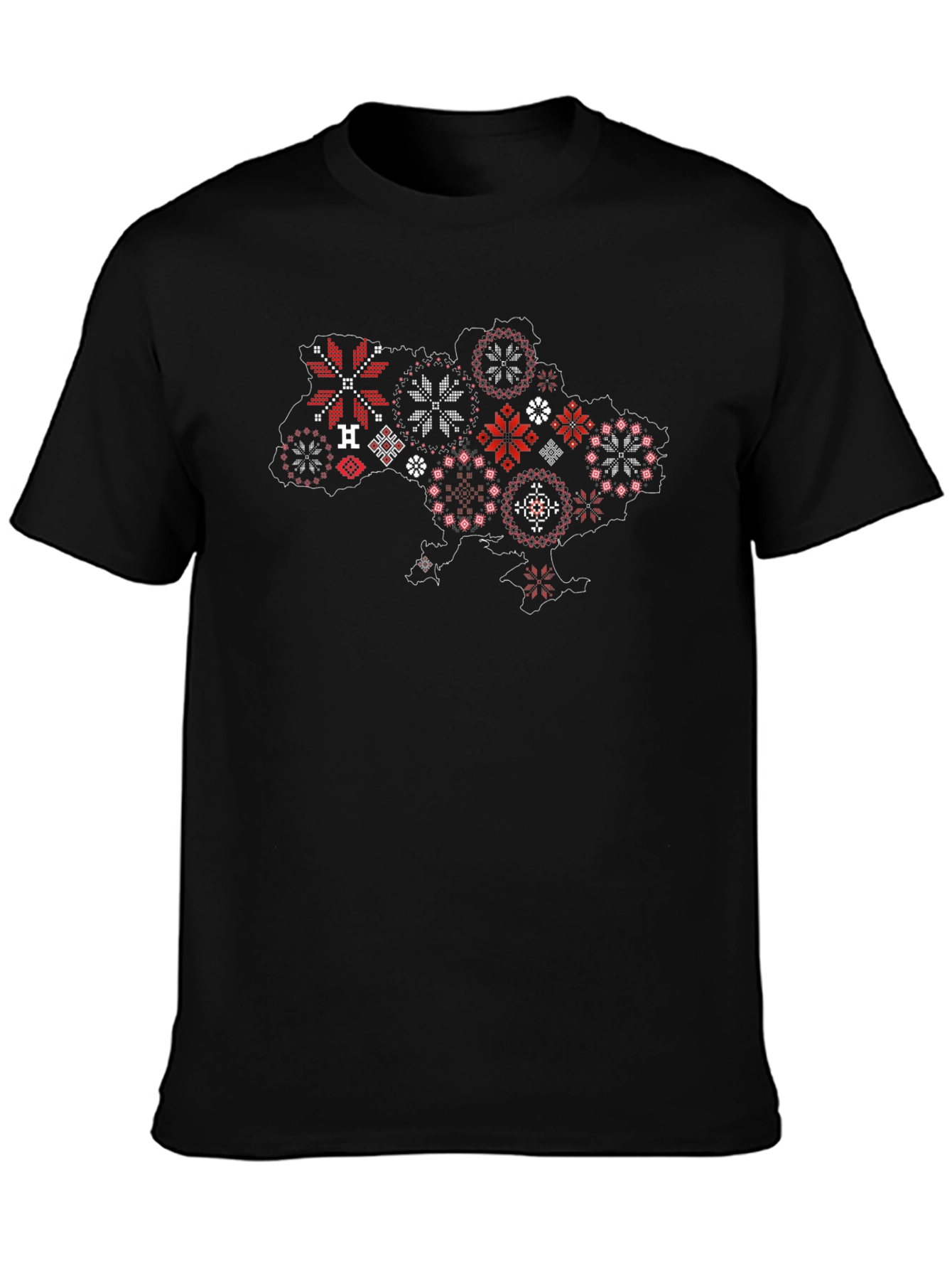 Ukraine Map Embroidered T-Shirt