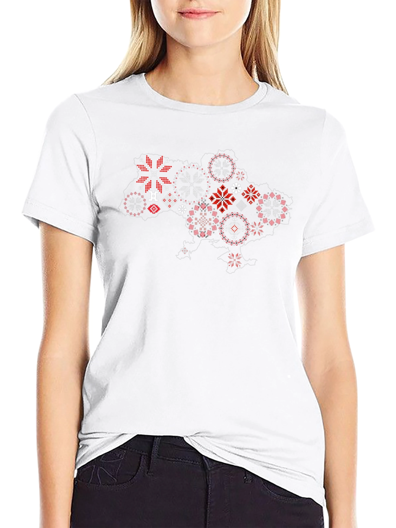 Ukraine Map Embroidered T-Shirt