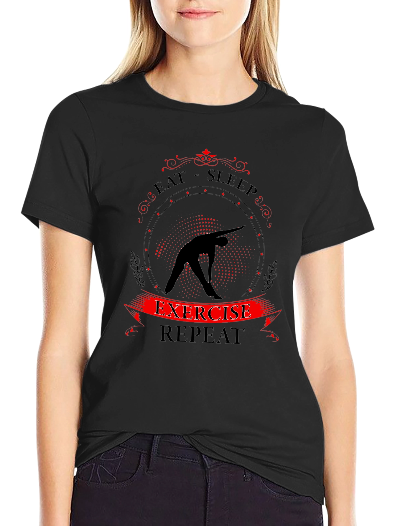 Eat Sleep Exercise Repeat Graphic T-Shirt