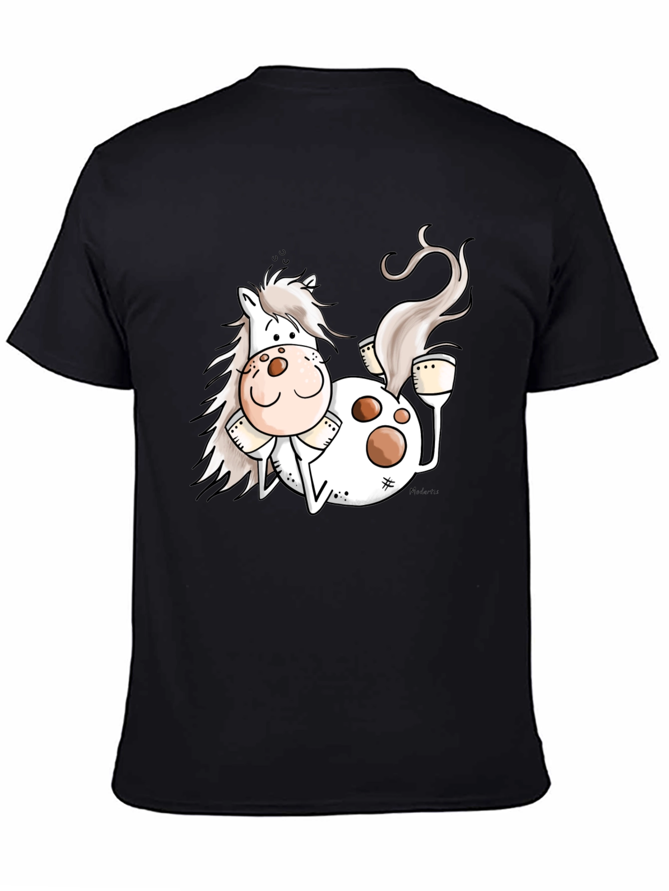 Funny Horse Cartoon Graphic Black T-Shirt
