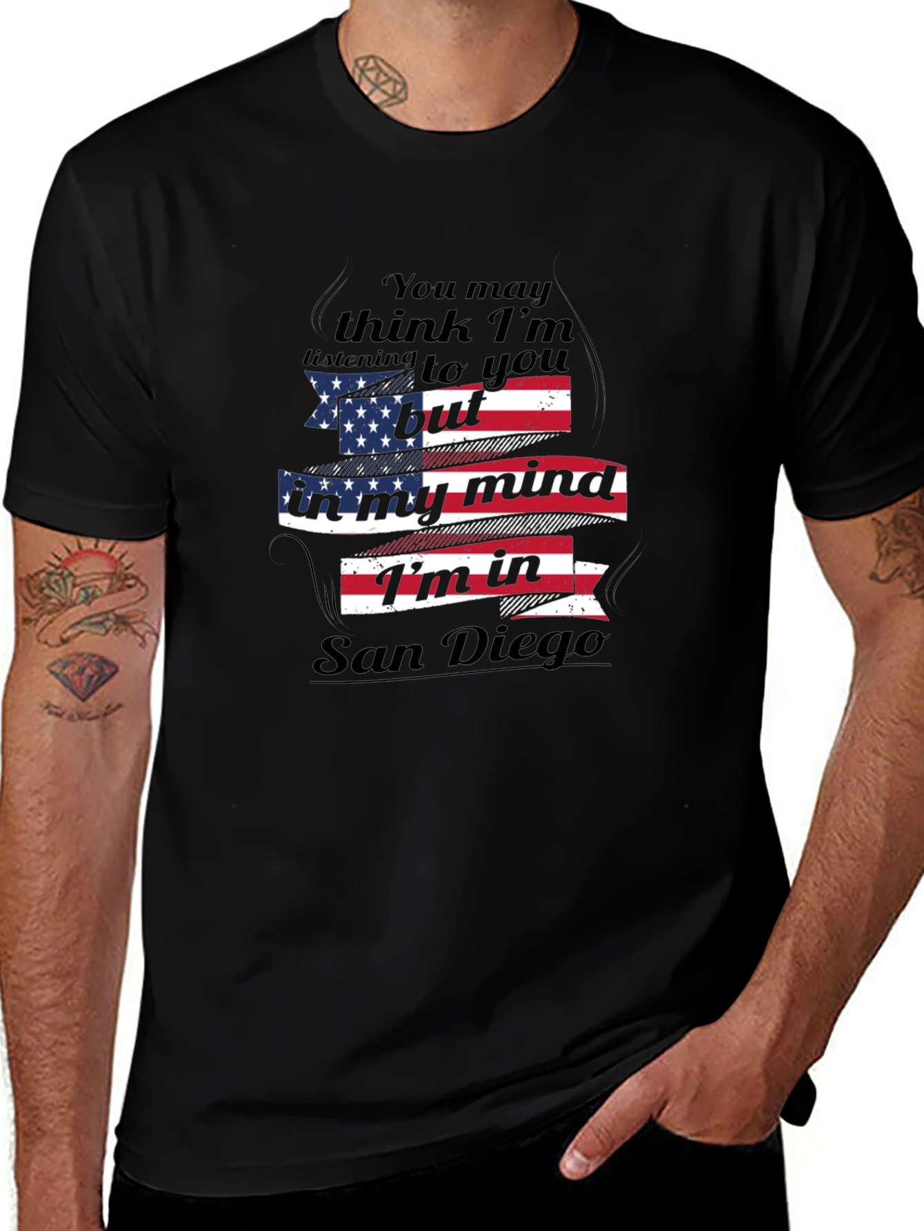 San Diego Mind T-Shirt - Patriotic Flag Graphic Tee