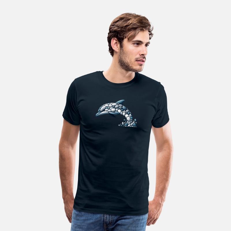 Monochrome Leap - Stone Mosaic Dolphin