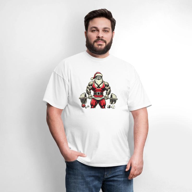 Muscular Santa Gym Lover T-Shirt – Bold Christmas