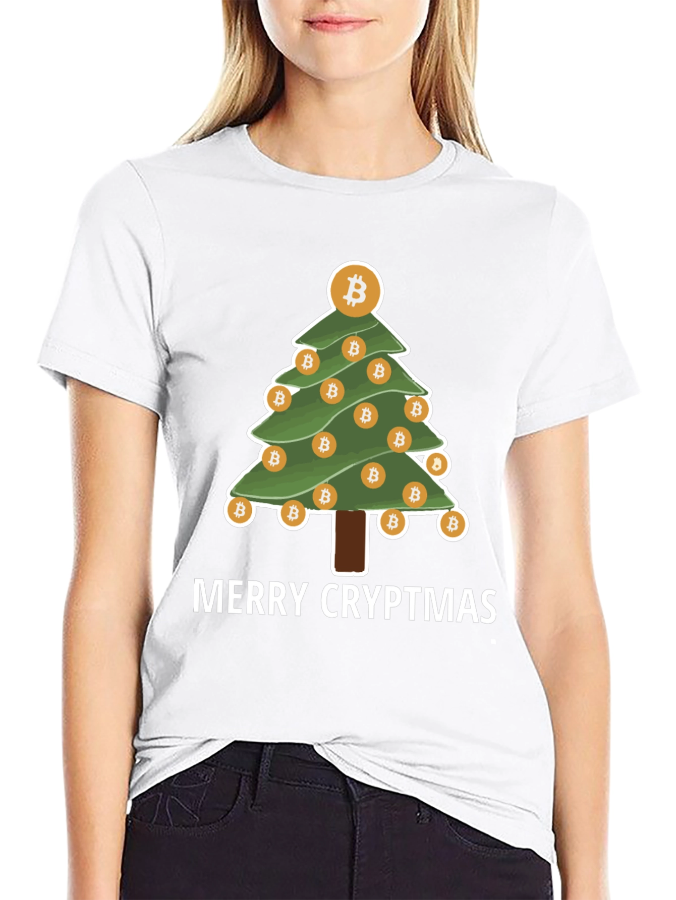 Merry Cryptmas Bitcoin Christmas Tree T-Shirt