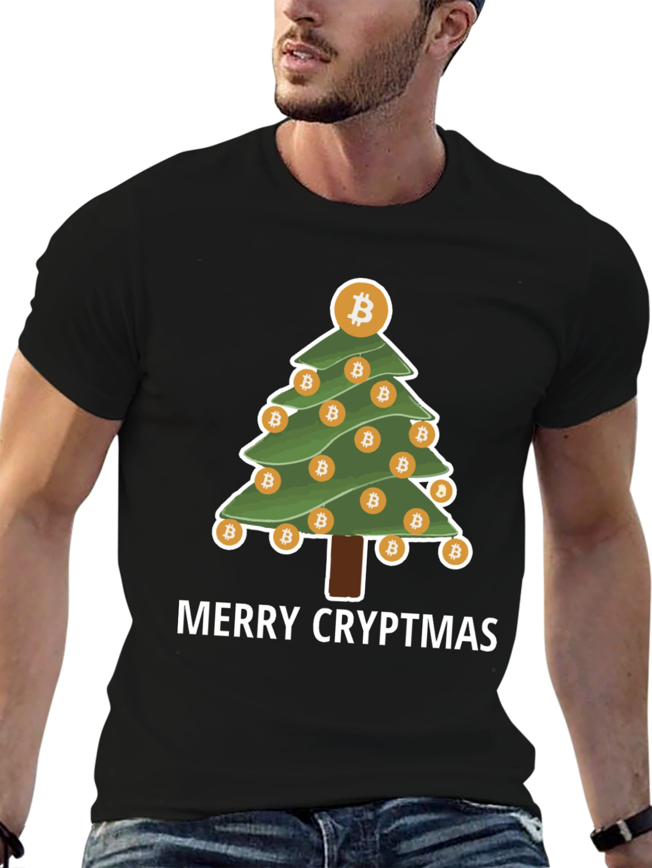 Merry Cryptmas Bitcoin Christmas Tree T-Shirt