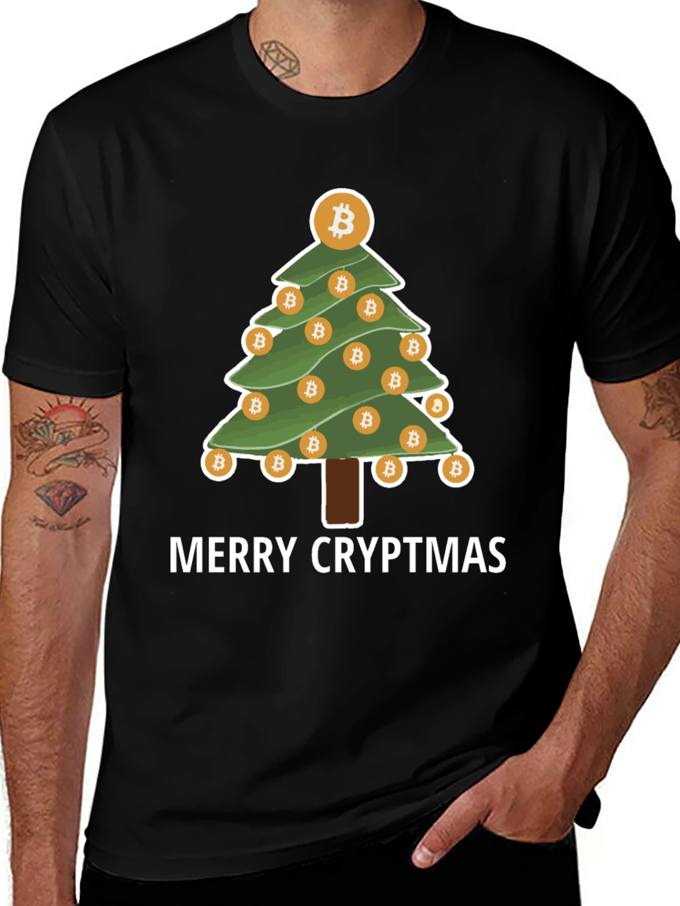 Merry Cryptmas Bitcoin Christmas Tree T-Shirt