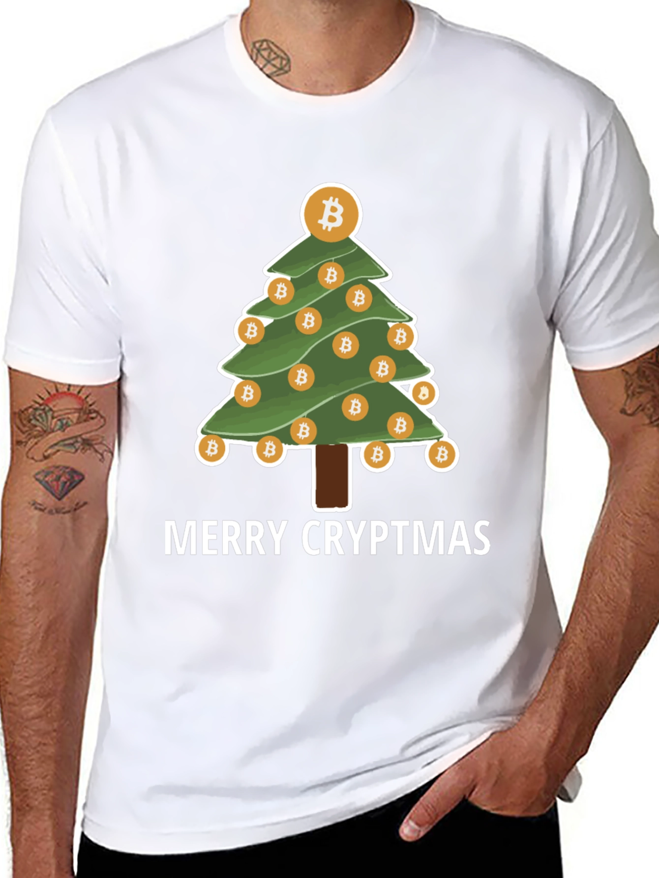 Merry Cryptmas Bitcoin Christmas Tree T-Shirt