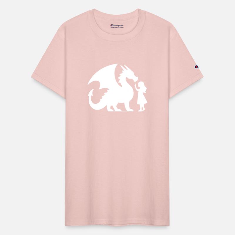 Mythical Dragon and Girl Silhouette Design