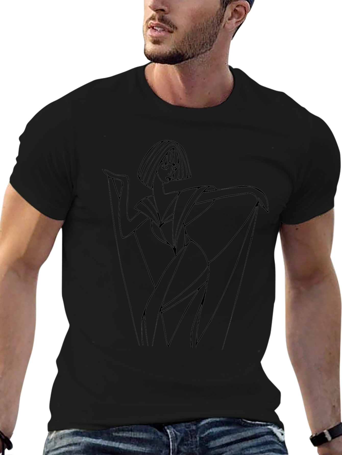 Elegant Woman Graphic Black T-Shirt