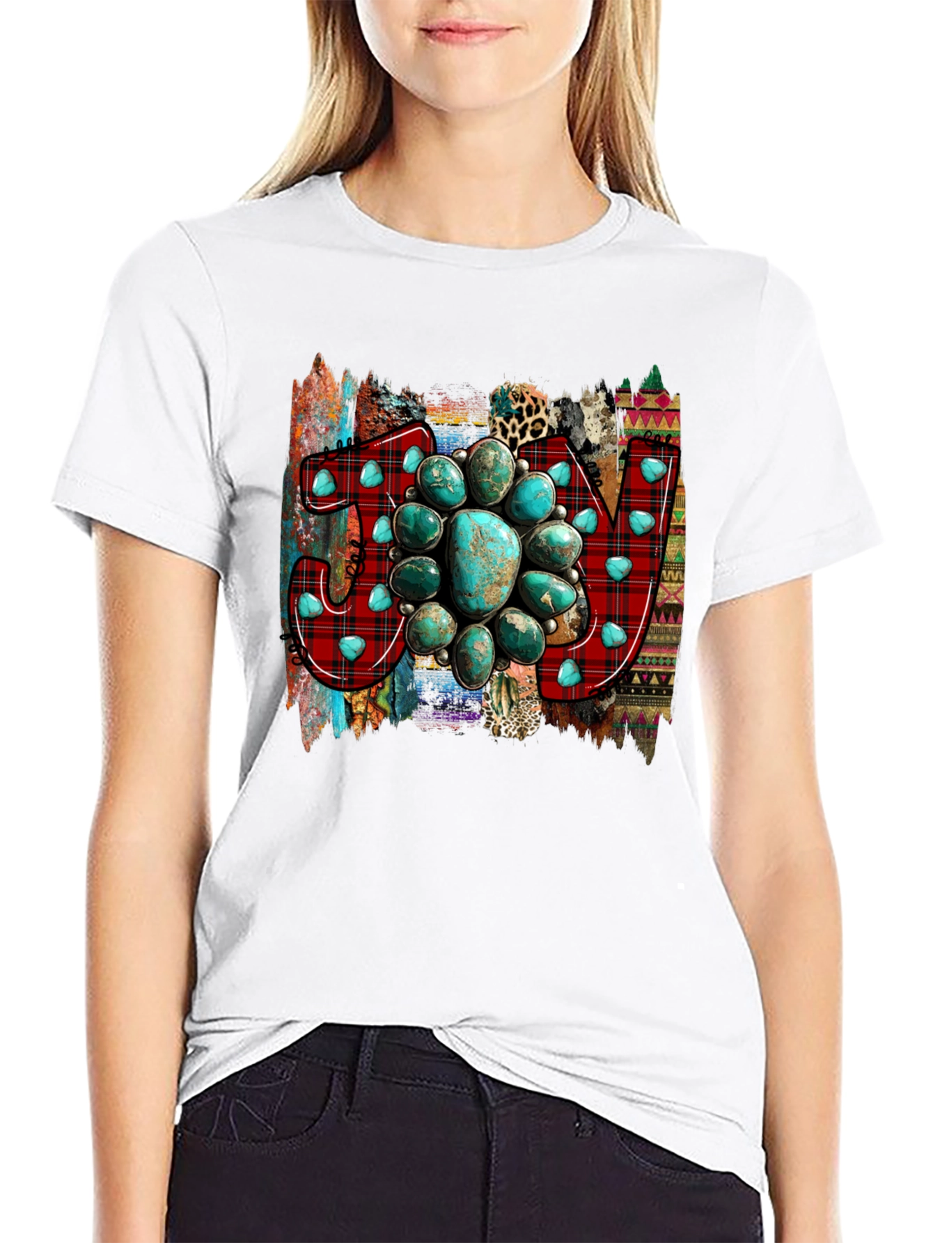 Turquoise JOY Graphic Tee - Western Style