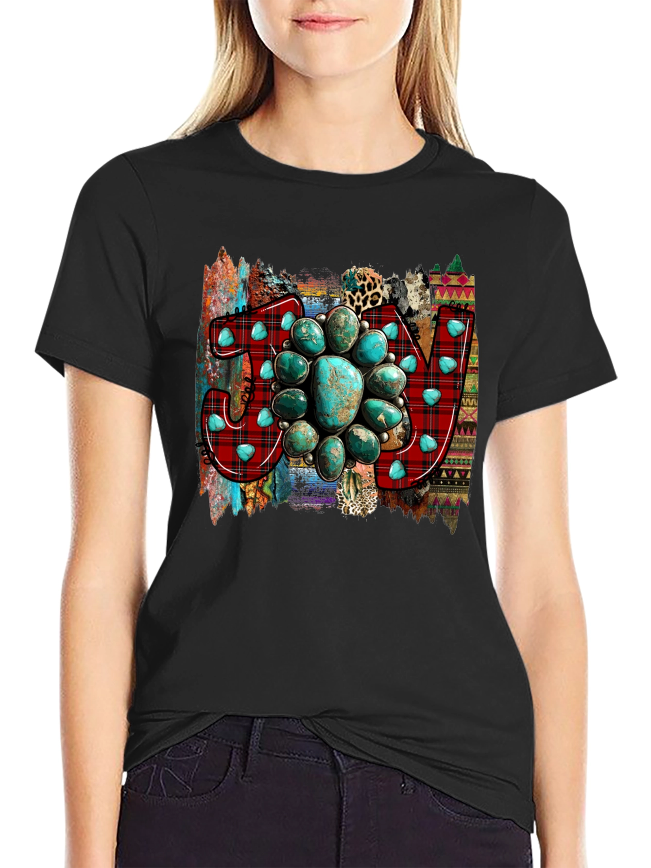 Turquoise JOY Graphic Tee - Western Style
