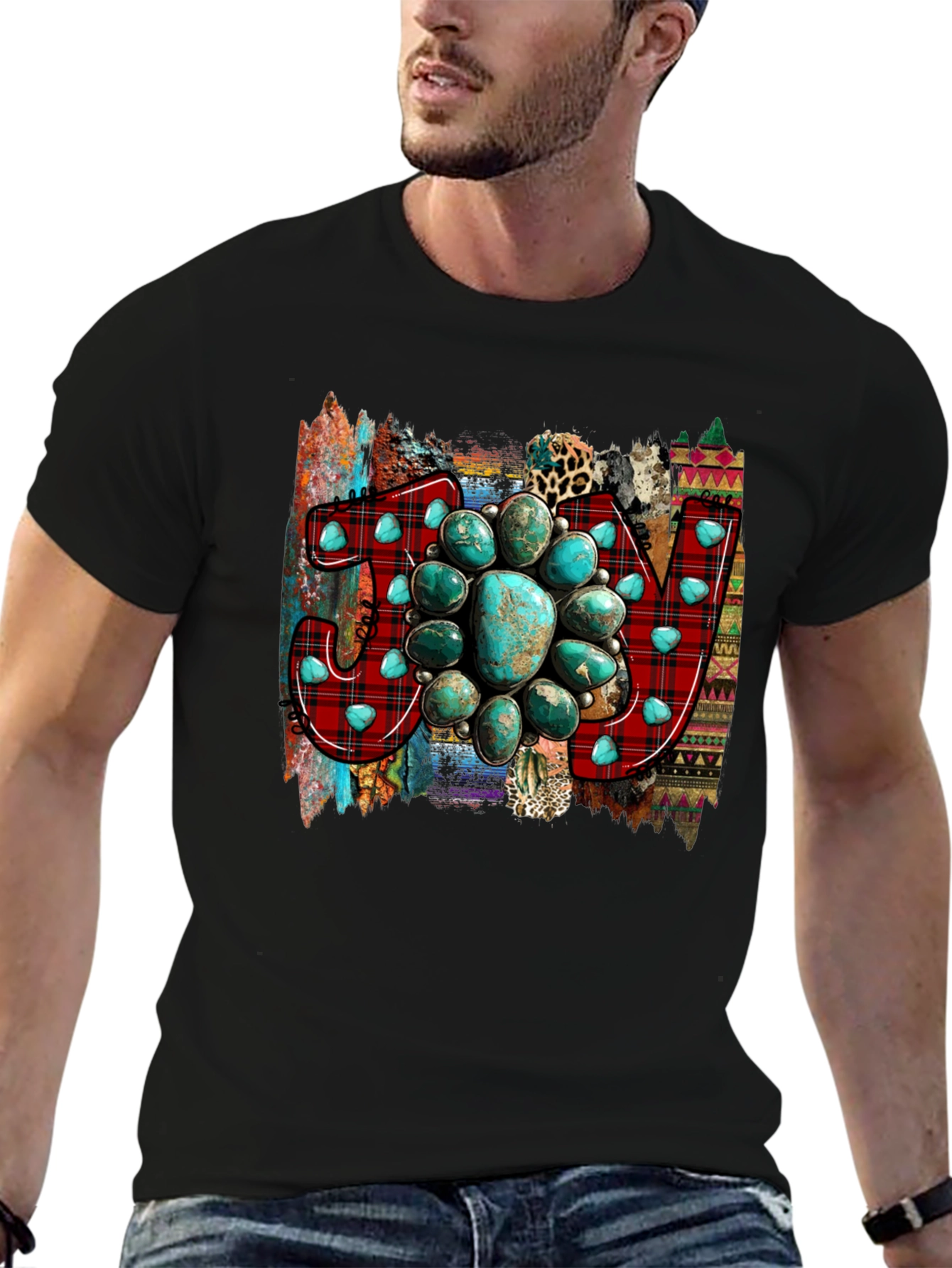 Turquoise JOY Graphic Tee - Western Style