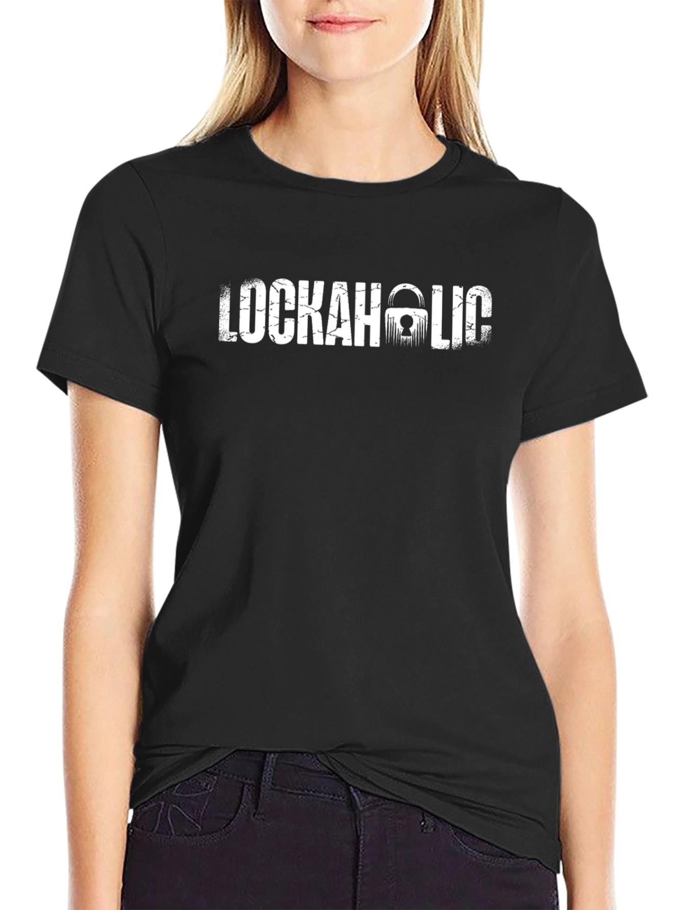 Lockaholic Graphic Tee - Black Cotton T-Shirt