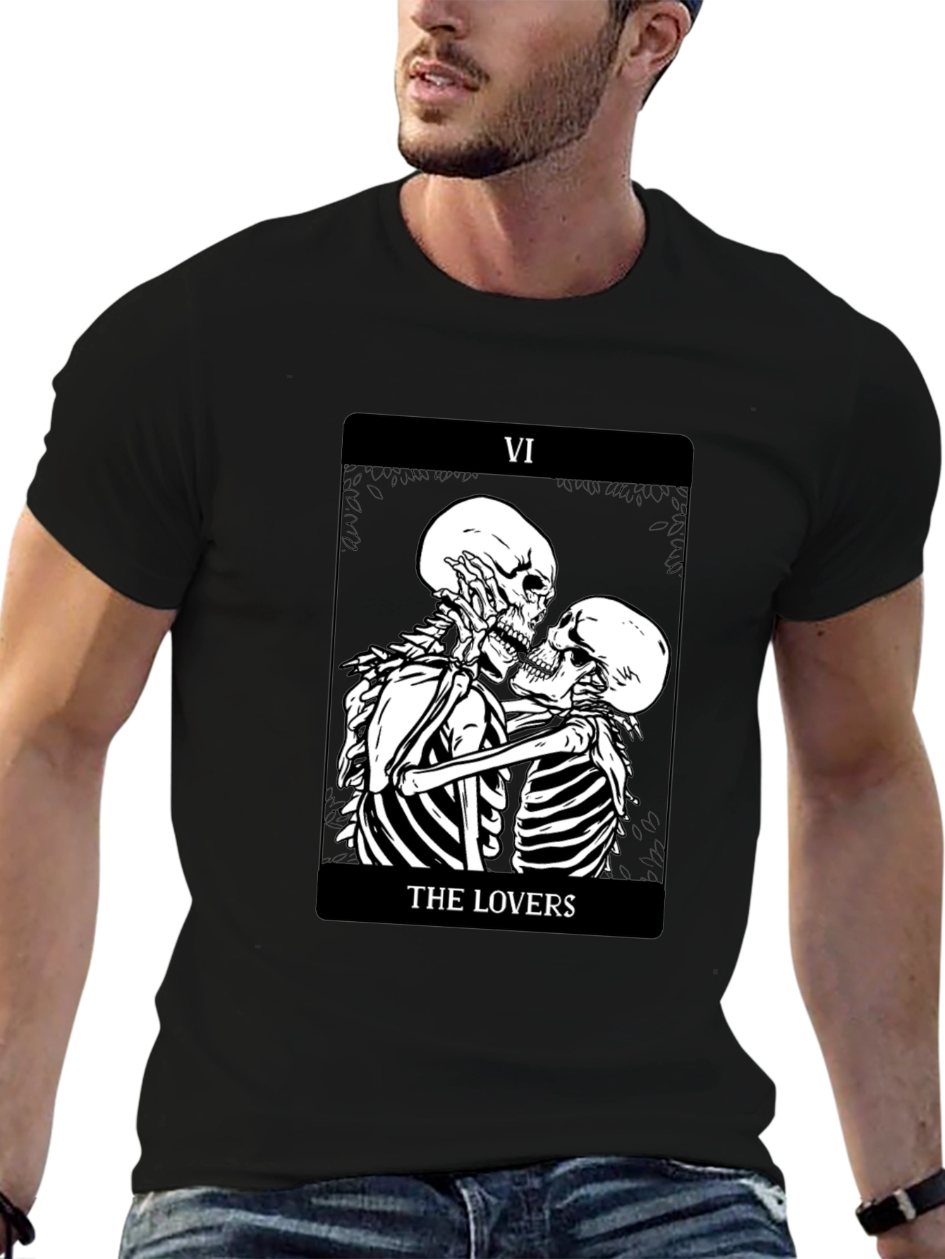 The Lovers Skeleton Tarot Card Graphic Tee
