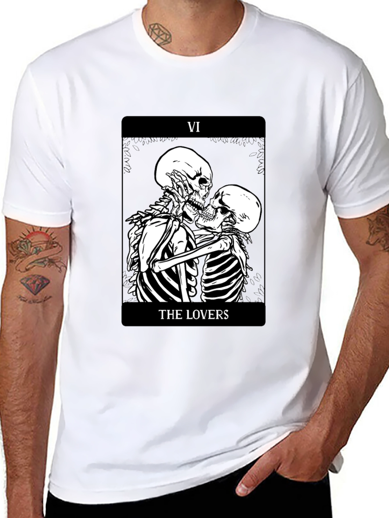 The Lovers Skeleton Tarot Card Graphic Tee