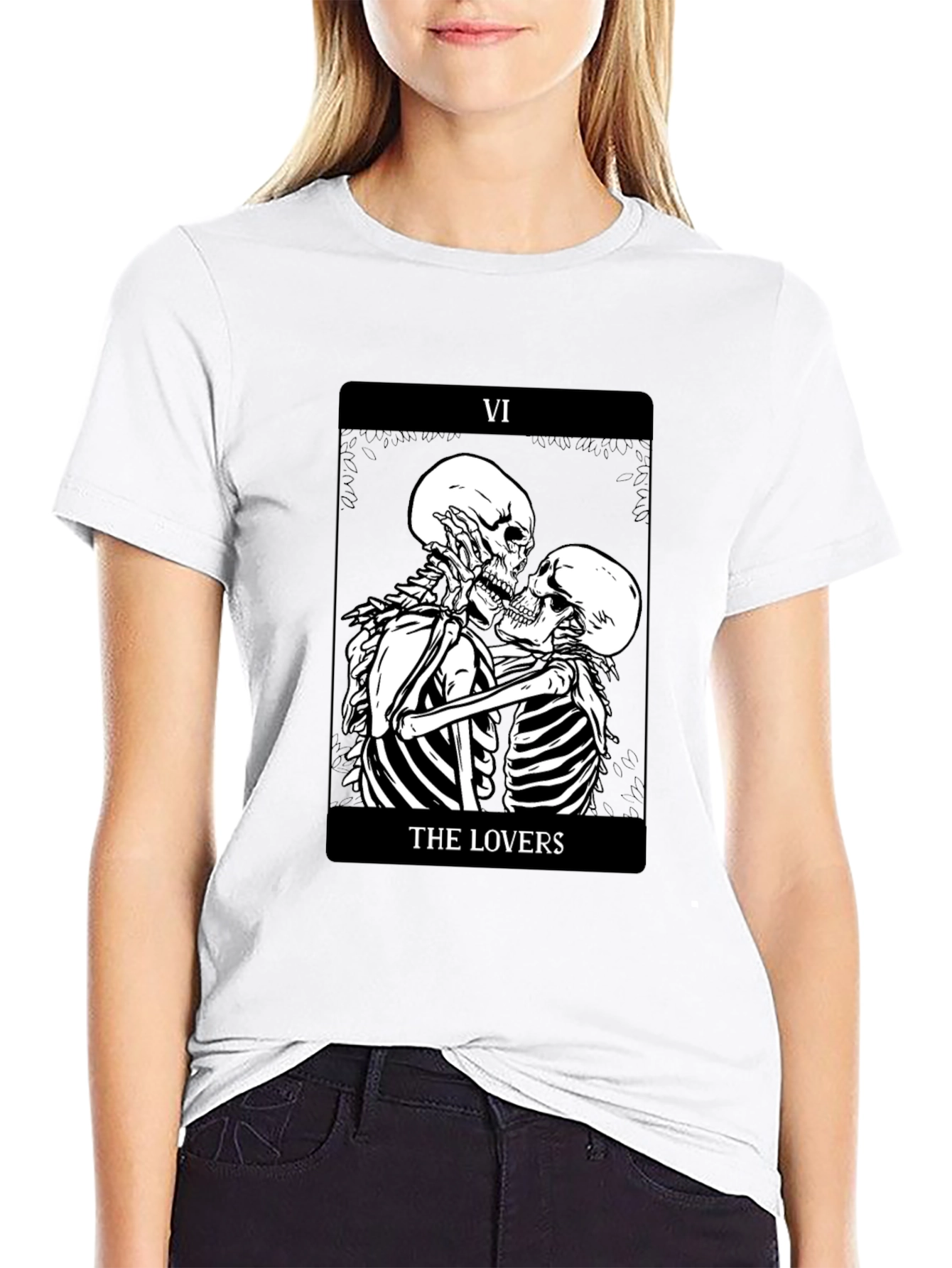 The Lovers Skeleton Tarot Card Graphic Tee