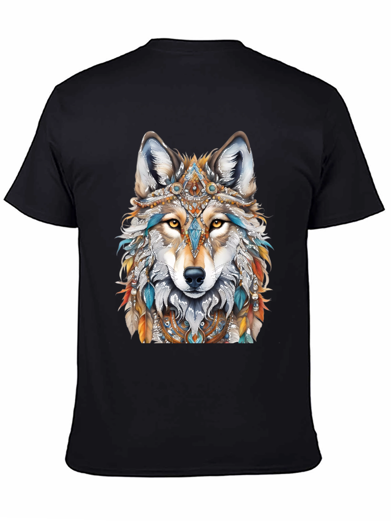 Wolf Graphic Tee - Black Animal Print T-Shirt