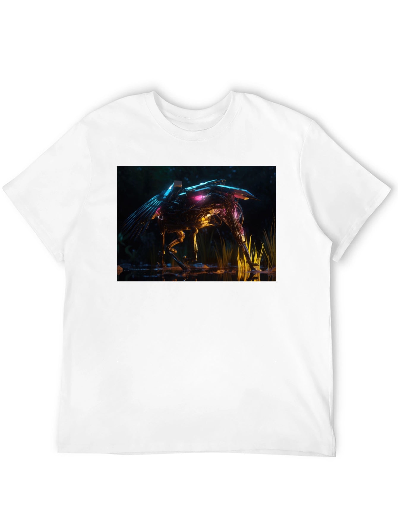 Futuristic Robotic Creature Graphic Tee - Black