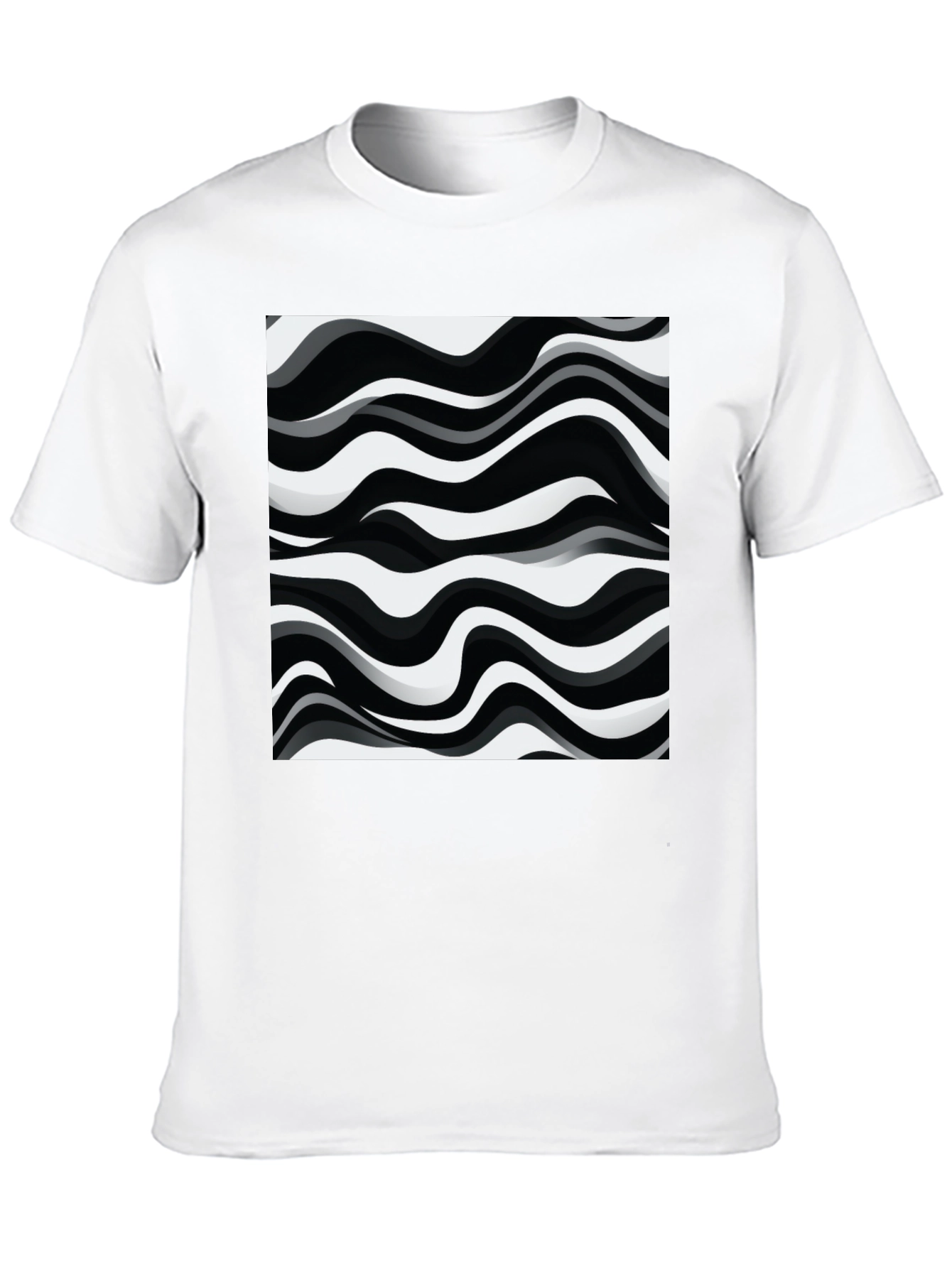 Abstract Wave Pattern Graphic Tee - Black