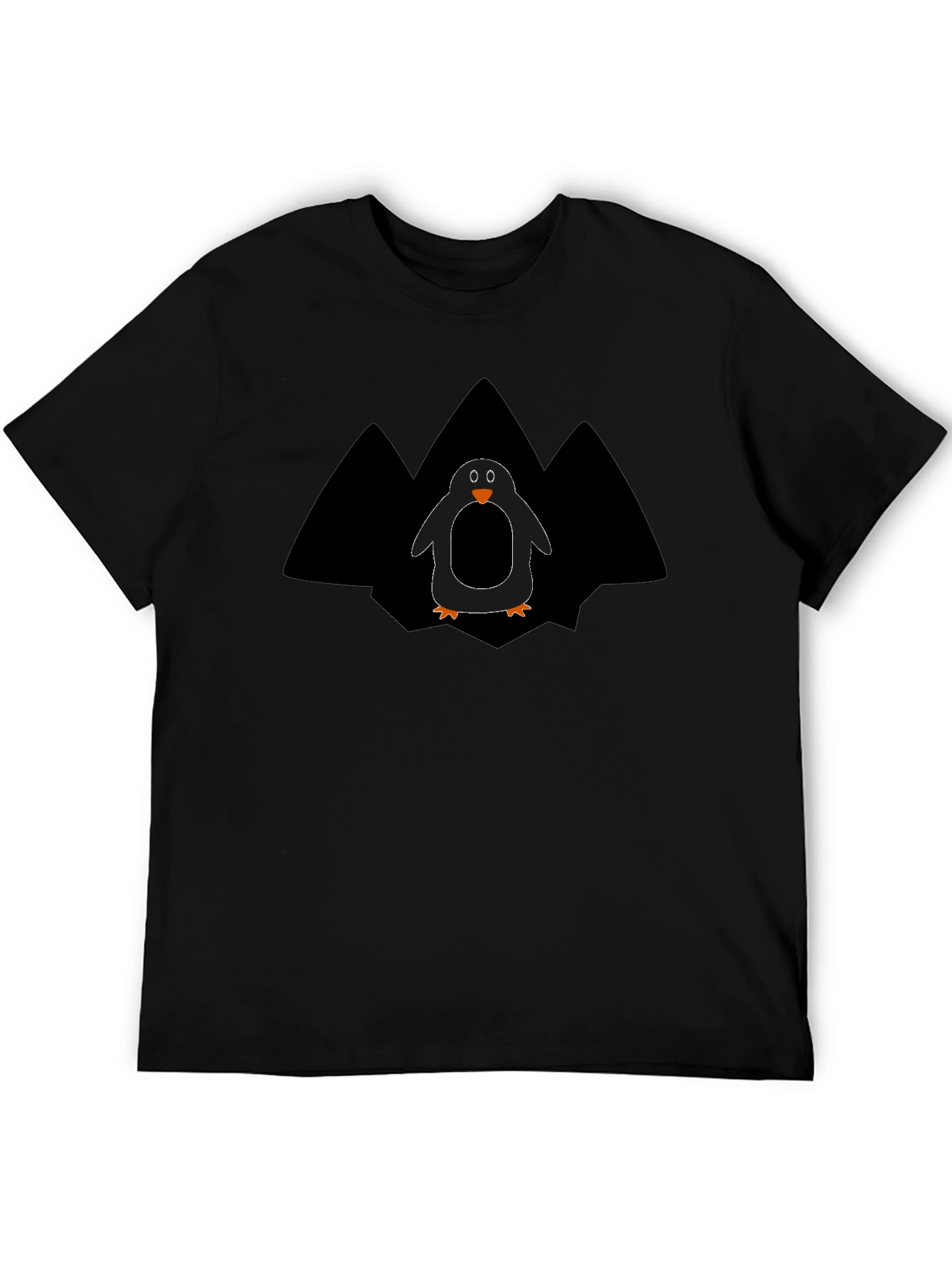 Penguin Graphic Tee - Black Cotton T-Shirt
