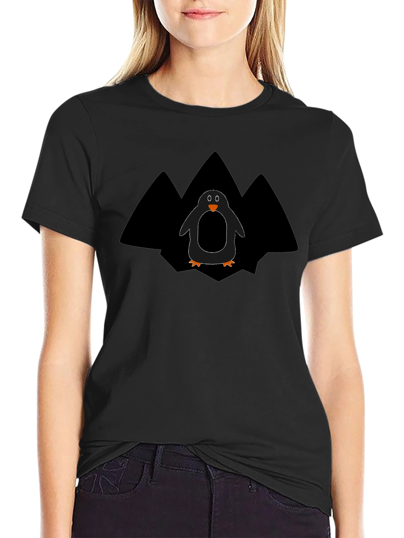 Penguin Graphic Tee - Black Cotton T-Shirt